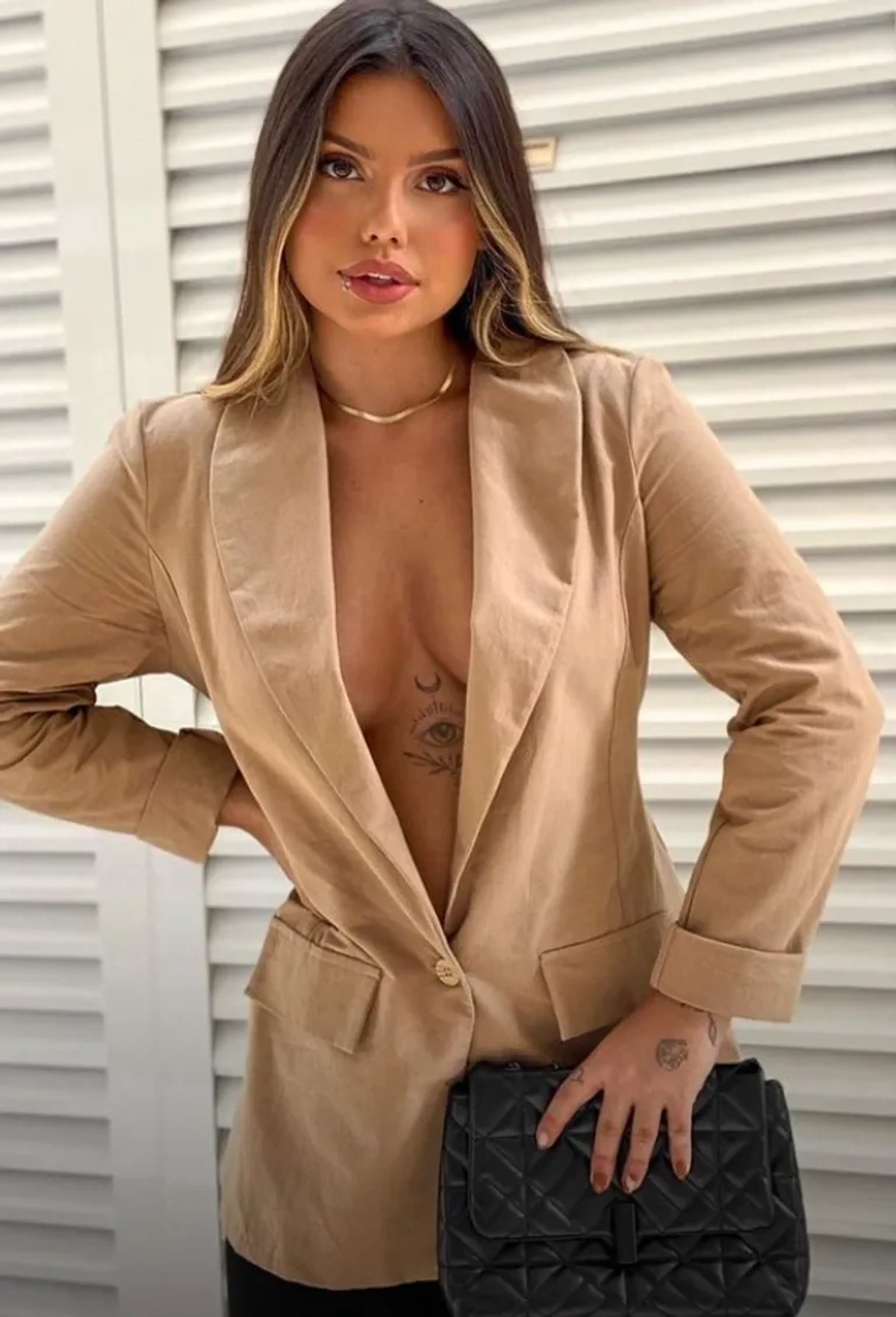 Blazer alfaiataria areia ( M) imagem