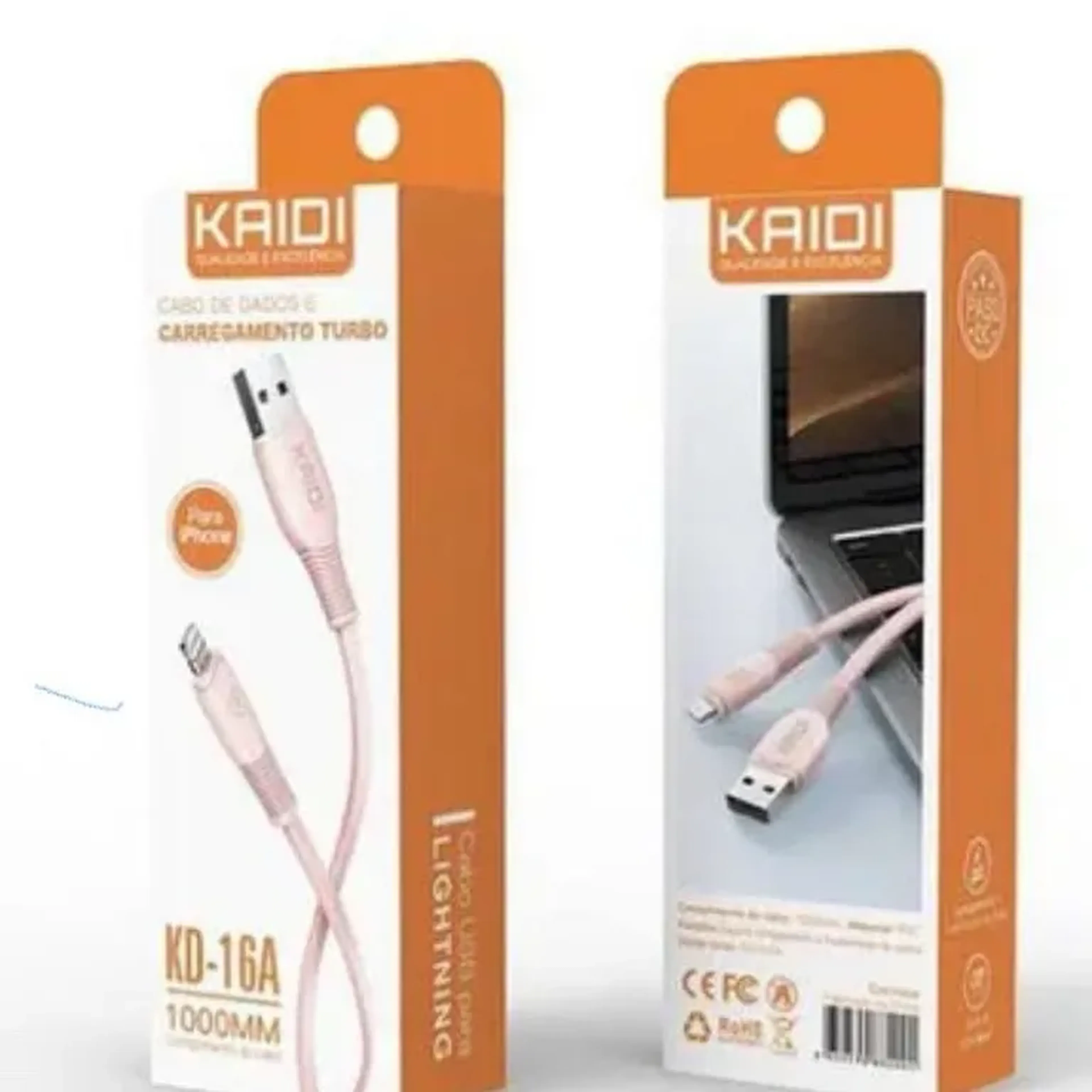 Cabo Kaidi Reforçado Rosa Com Entrada Usb imagem