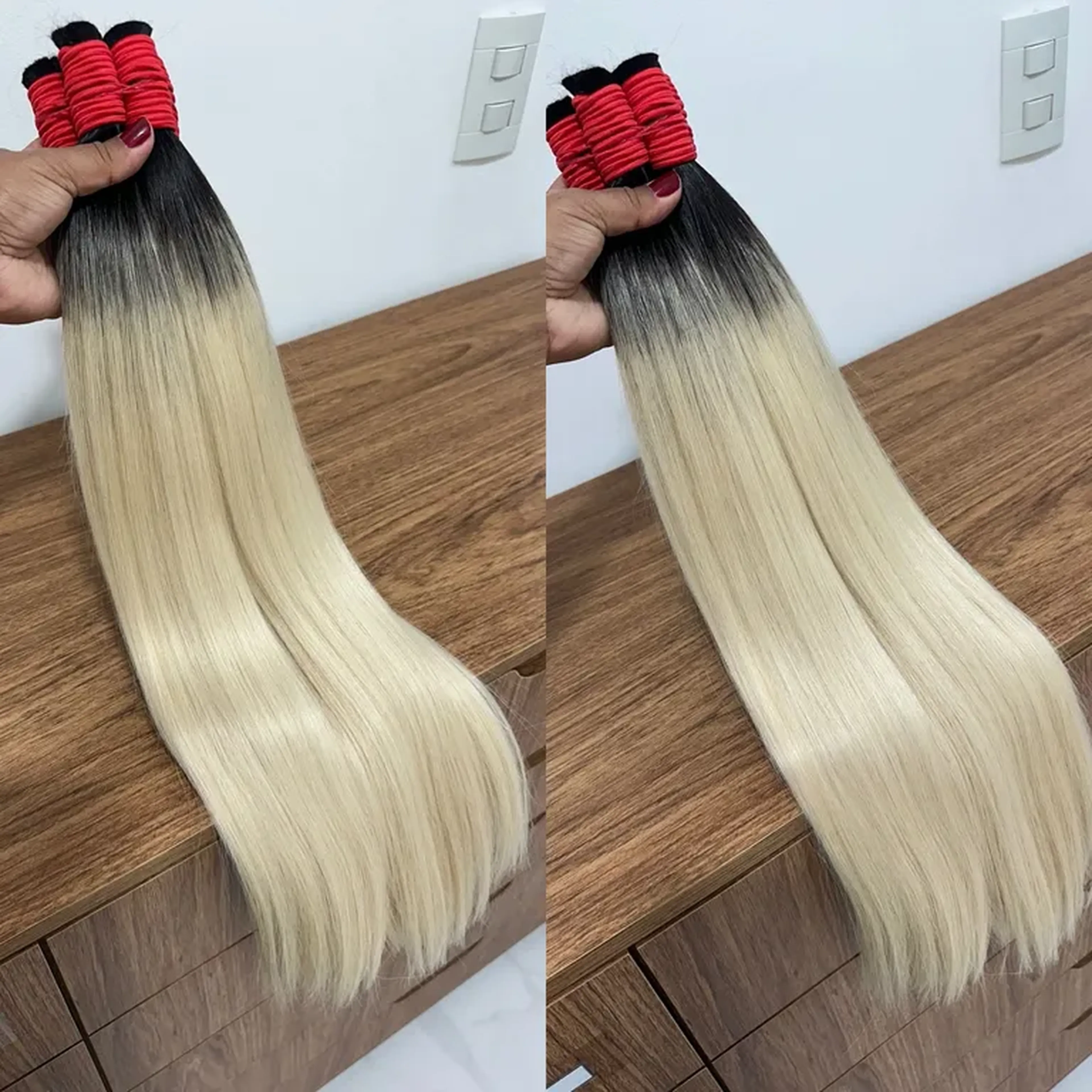 100 GRAMAS LOIRO VIETNAMITA RAIZ ESFUMADO 55 CM LISO ONDULADO imagem