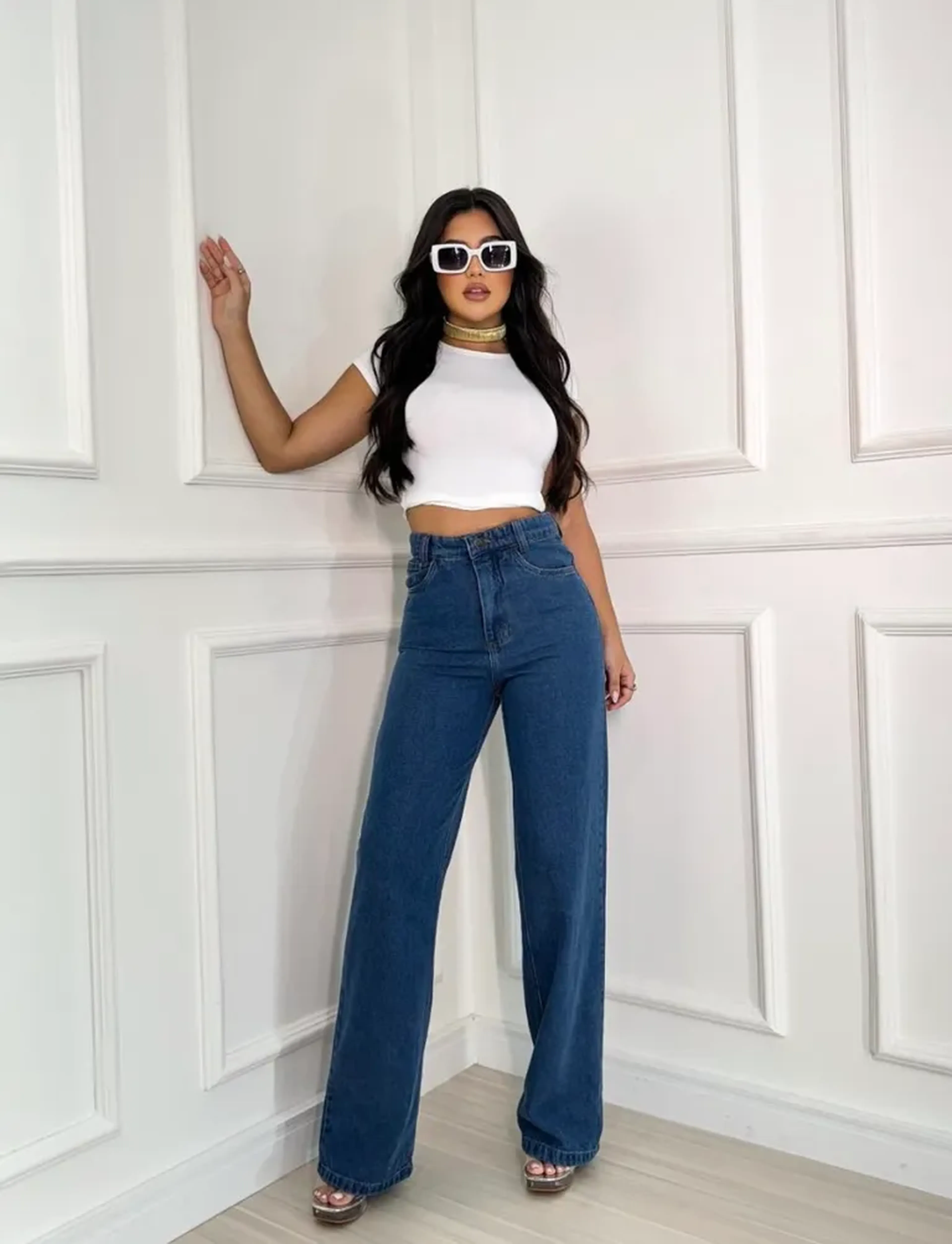 Calça wide leg (34,44) imagem