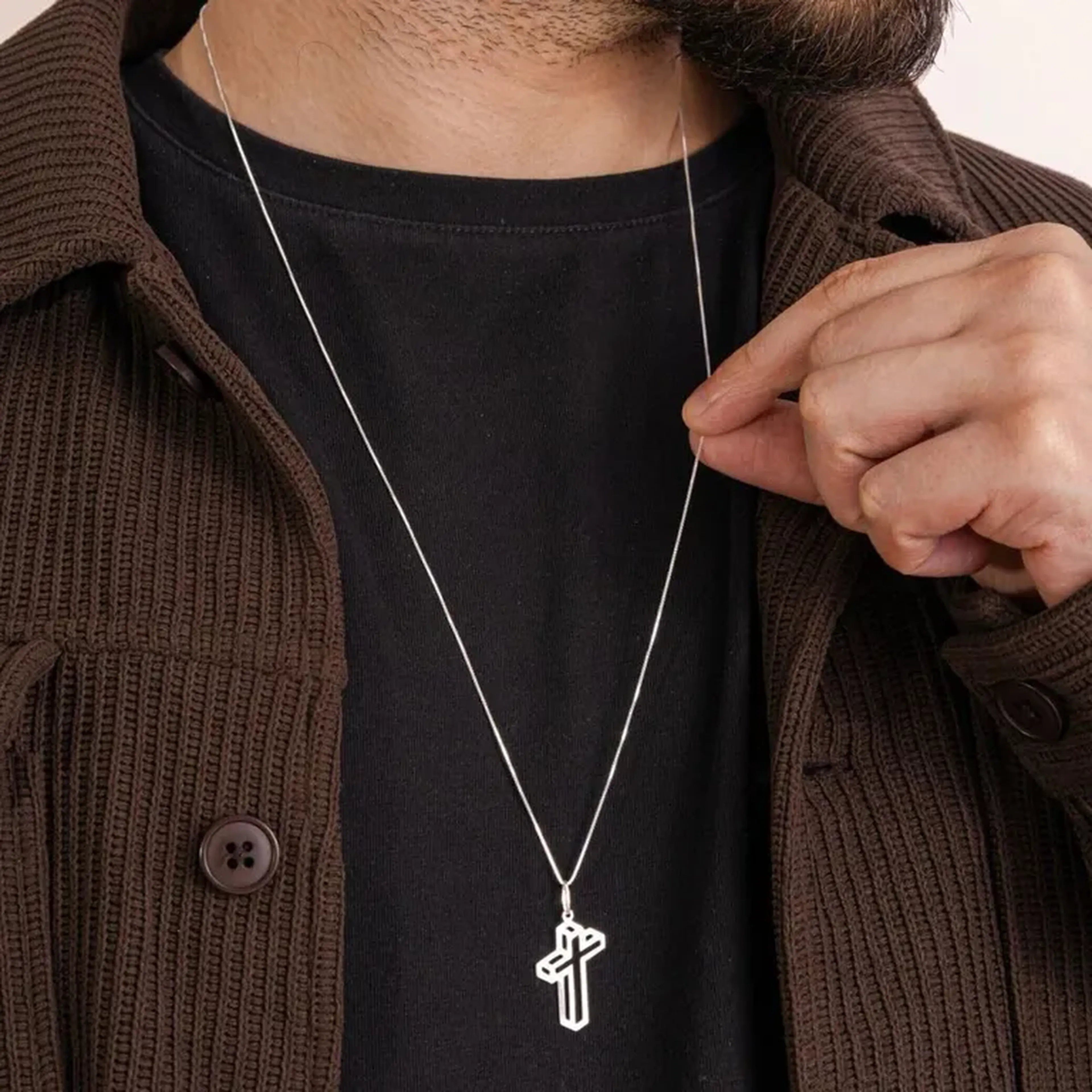 Colar Masculino Crucifixo Geométrico imagem