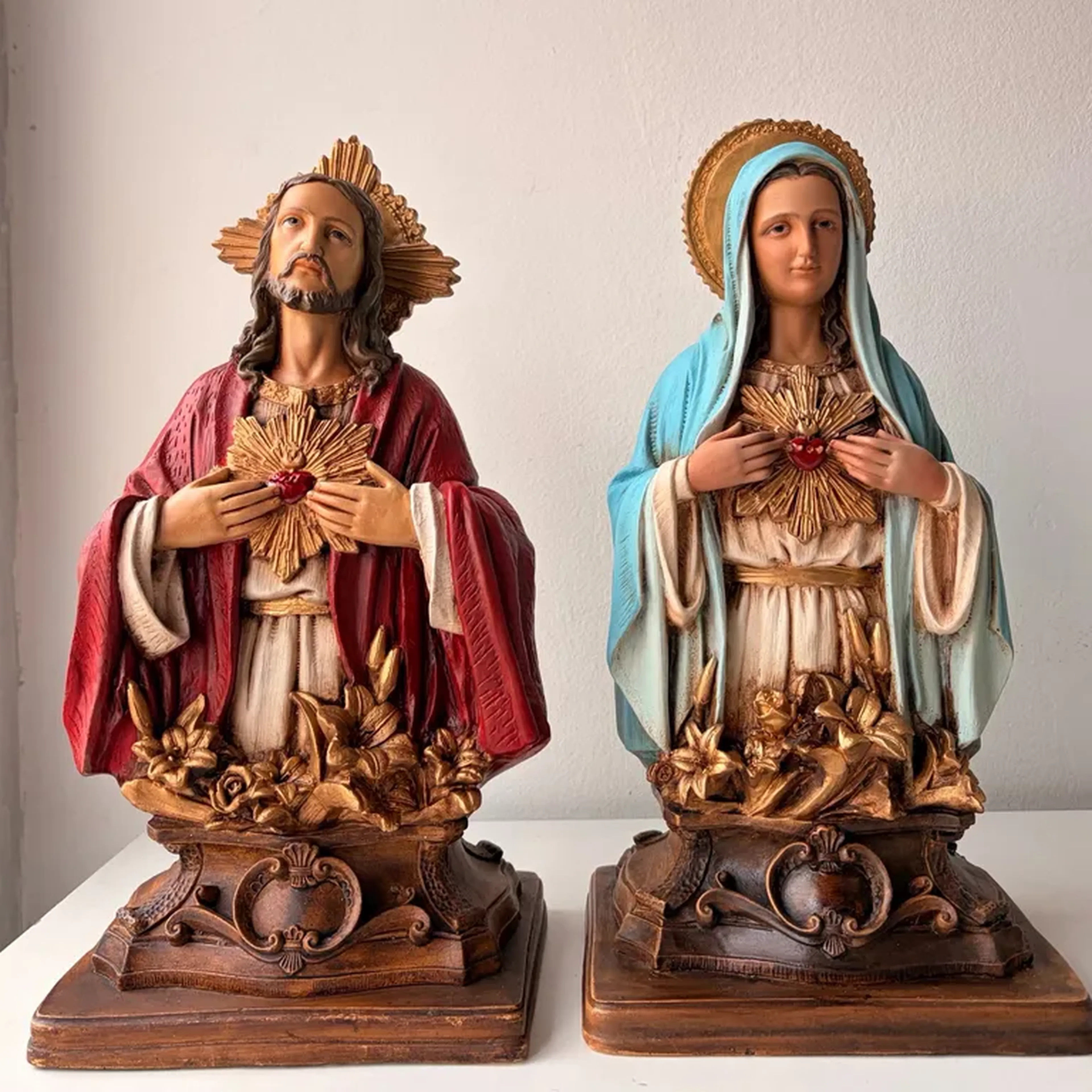 Bustos Sagrado e Imaculado Coração 40cm imagem
