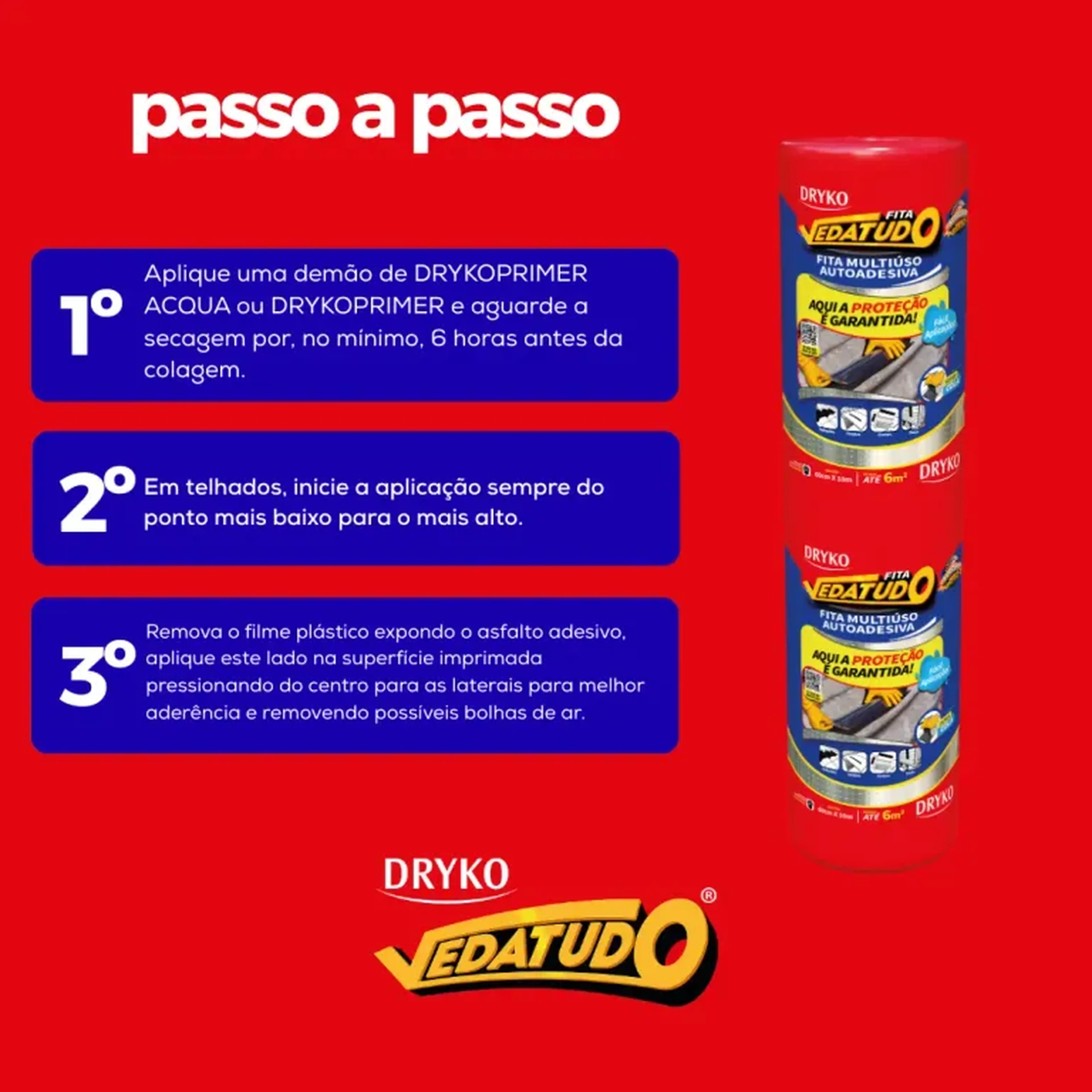 Manta Asfáltica Auto Adesiva Aluminizada 90cm X 10m Dryko imagem