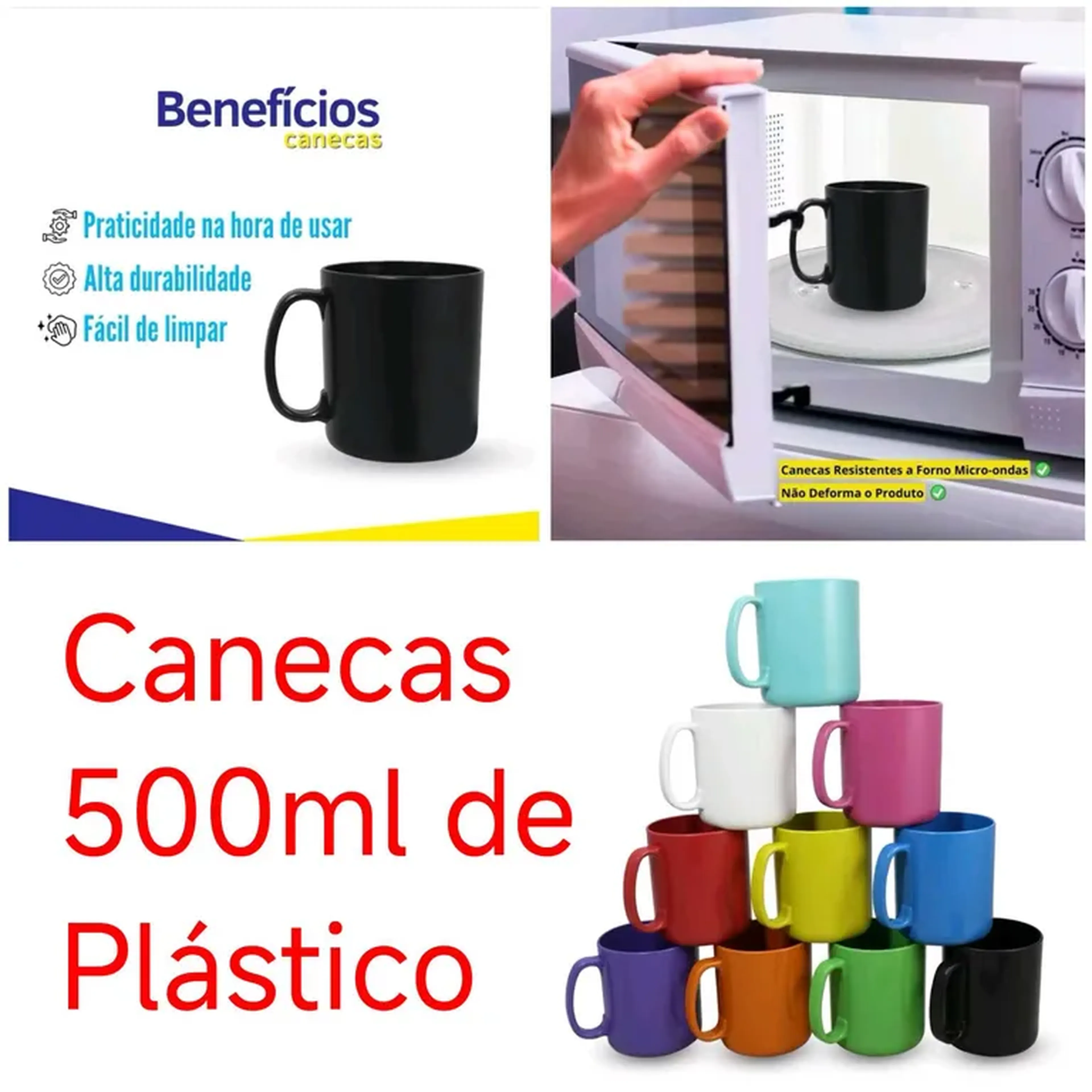 Canecas 500ml de Plástico imagem