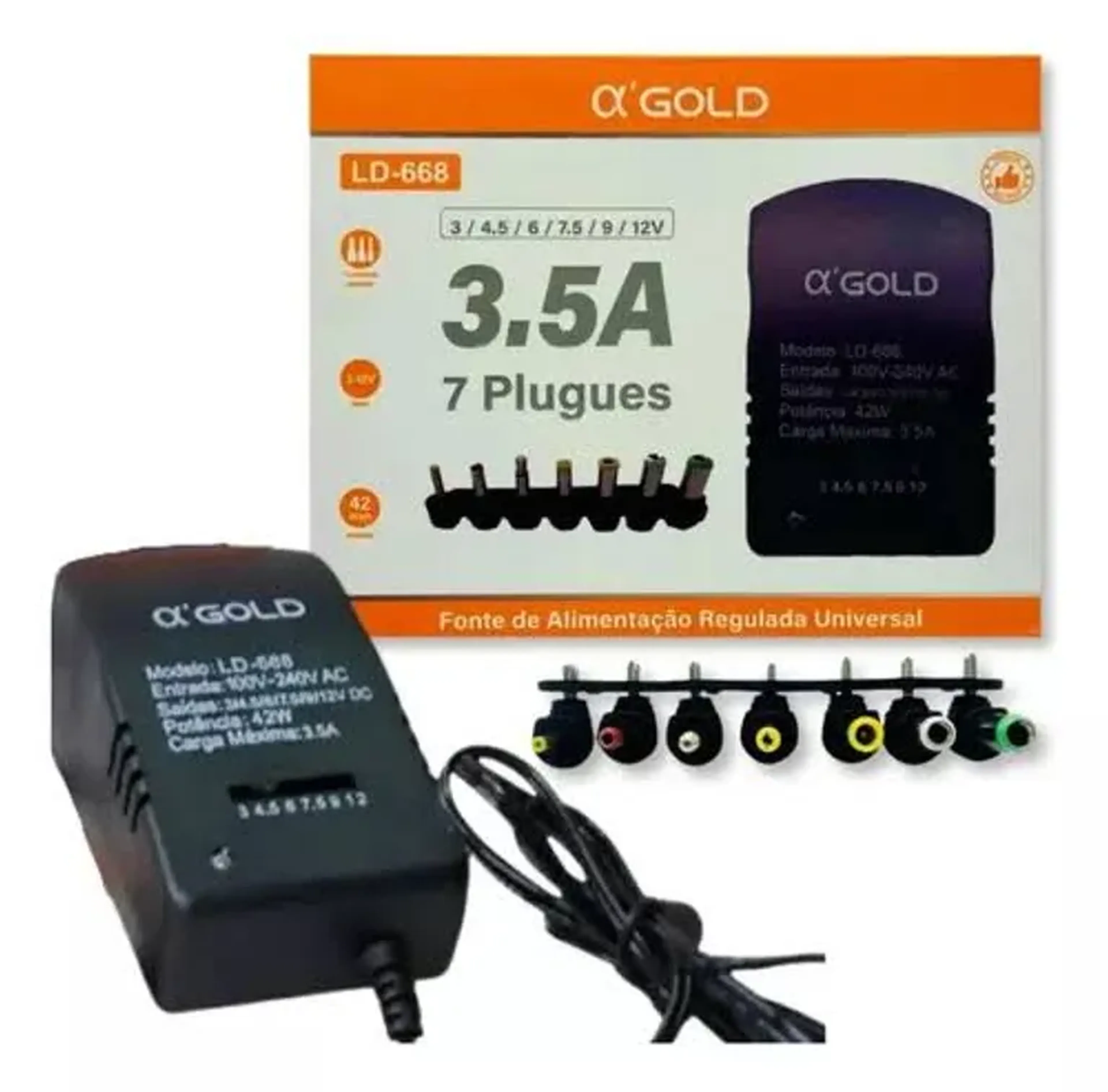Fonte Universal Notebook + Adaptador Mod: Ld-668 Agold imagem