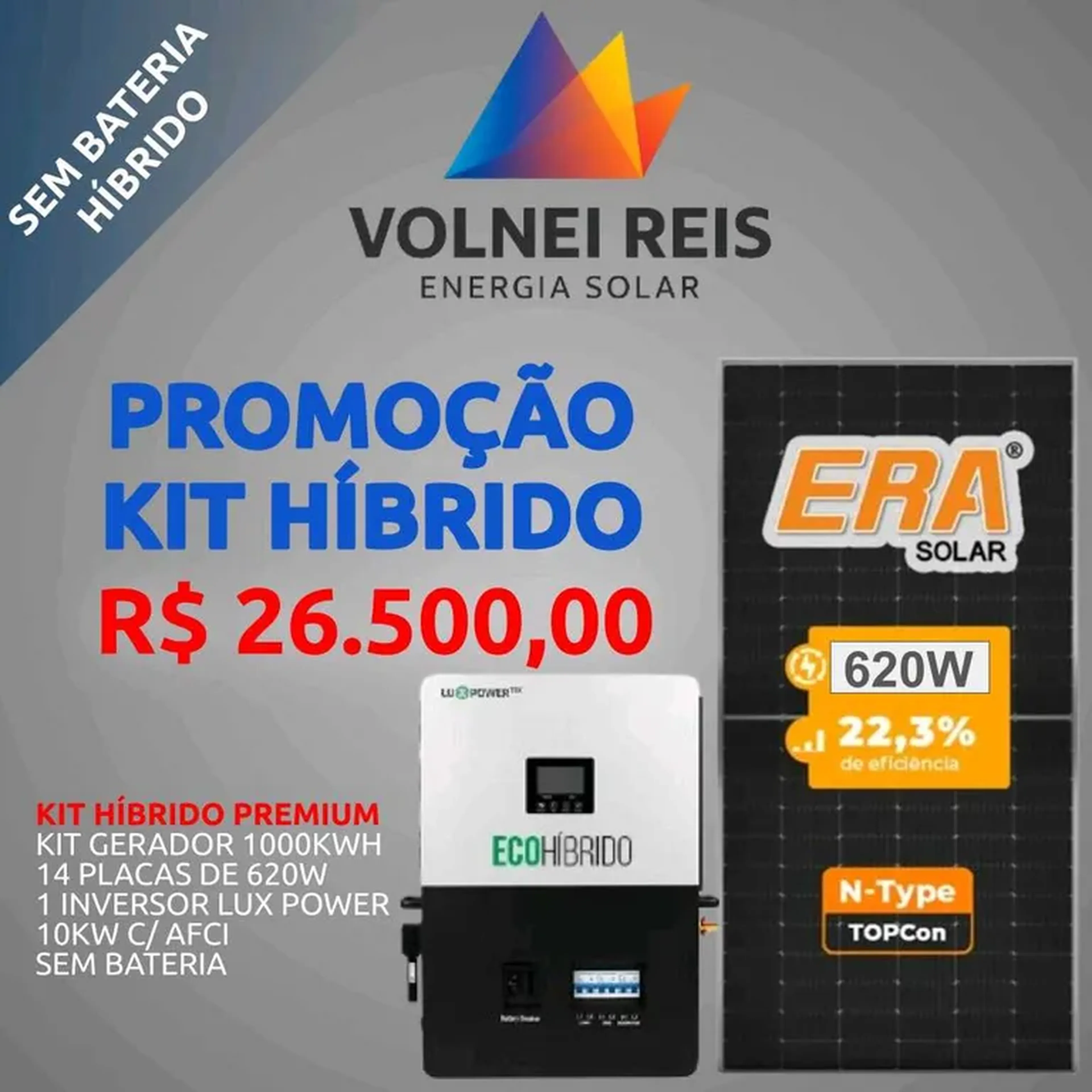 kit de energia híbrido 10k sem bateria imagem