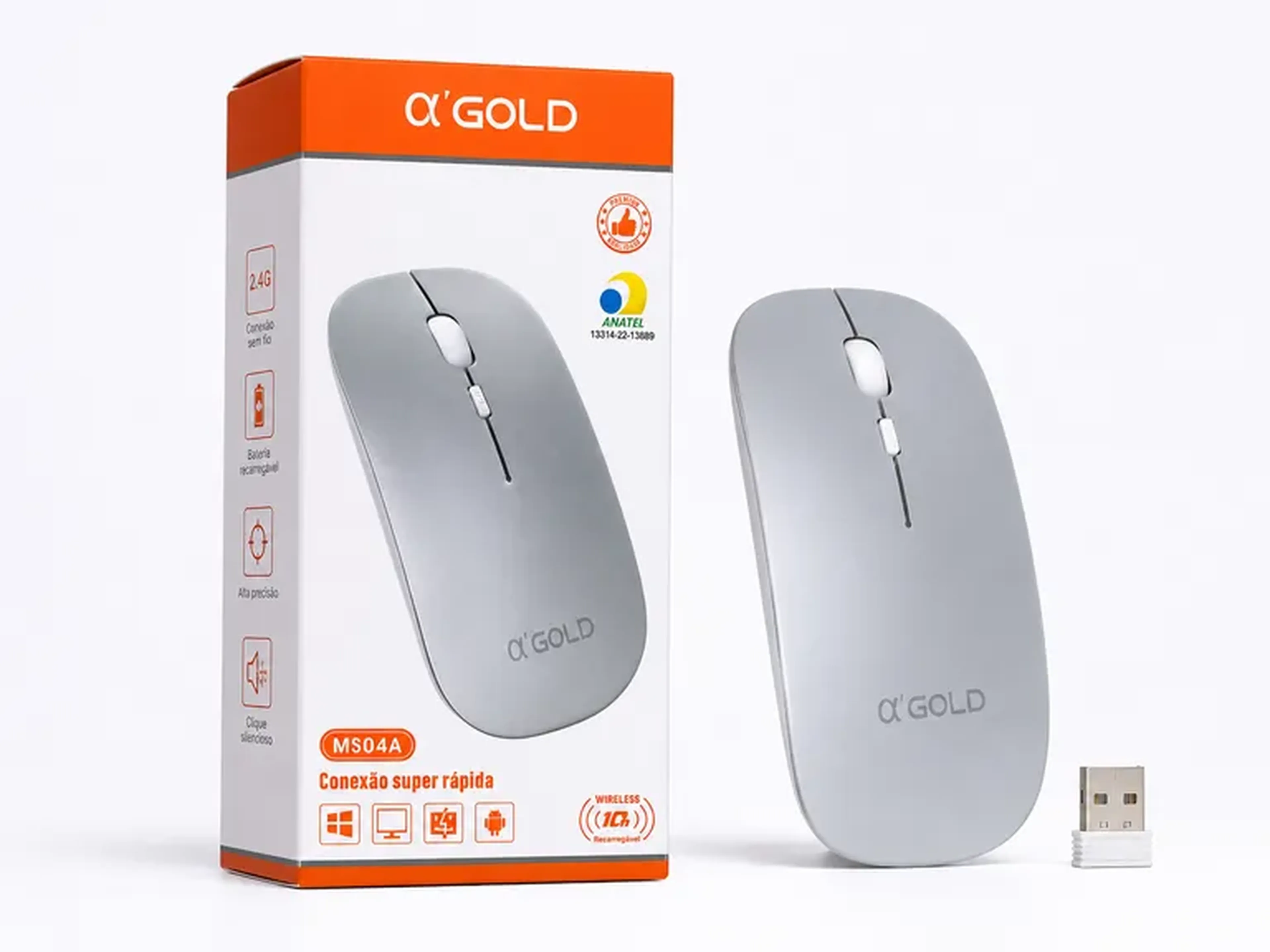 Mouse Sem Fio Recarregável α’GOLD MS04A imagem