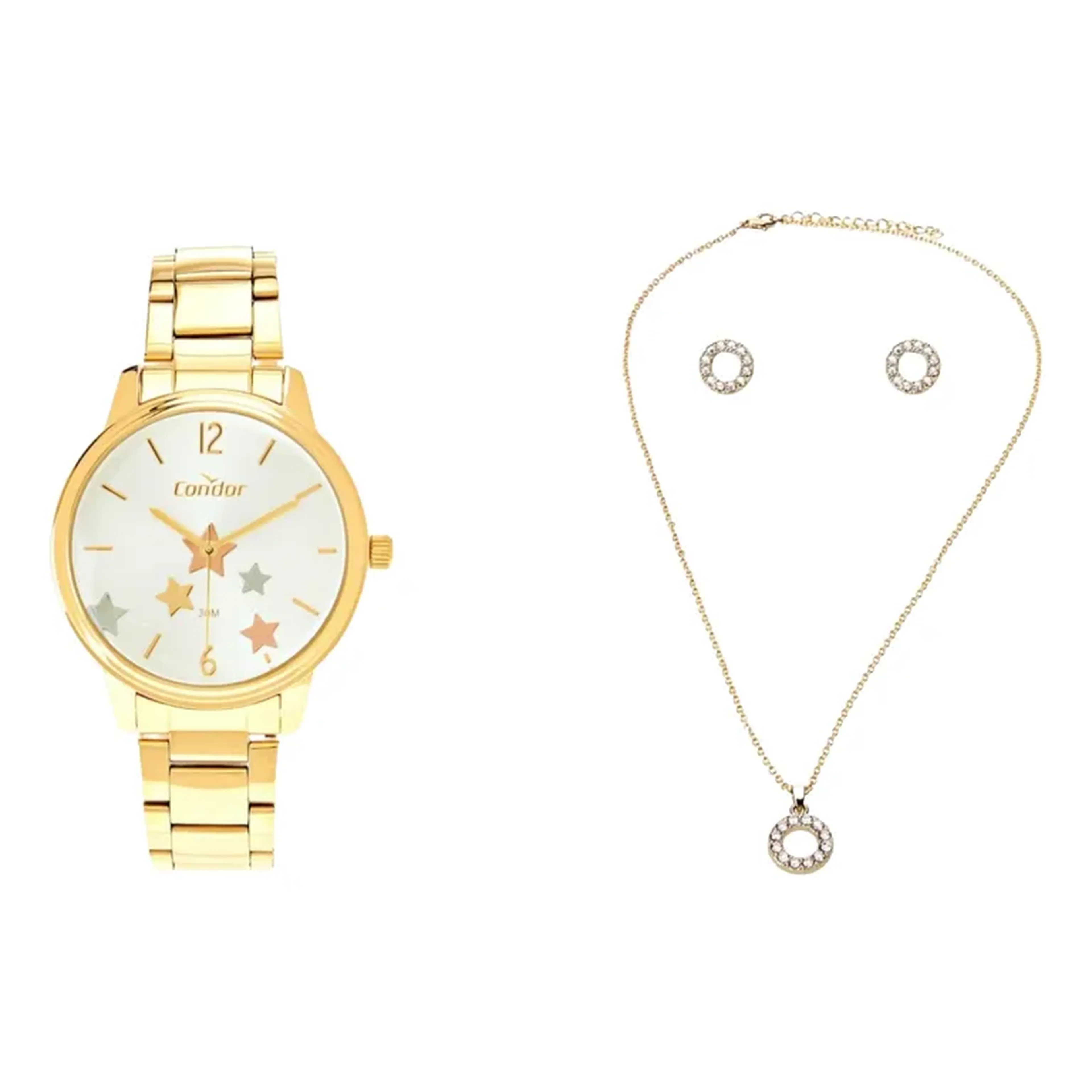 Kit Relógio Feminino Dourado + Brinde Condor Cor D imagem