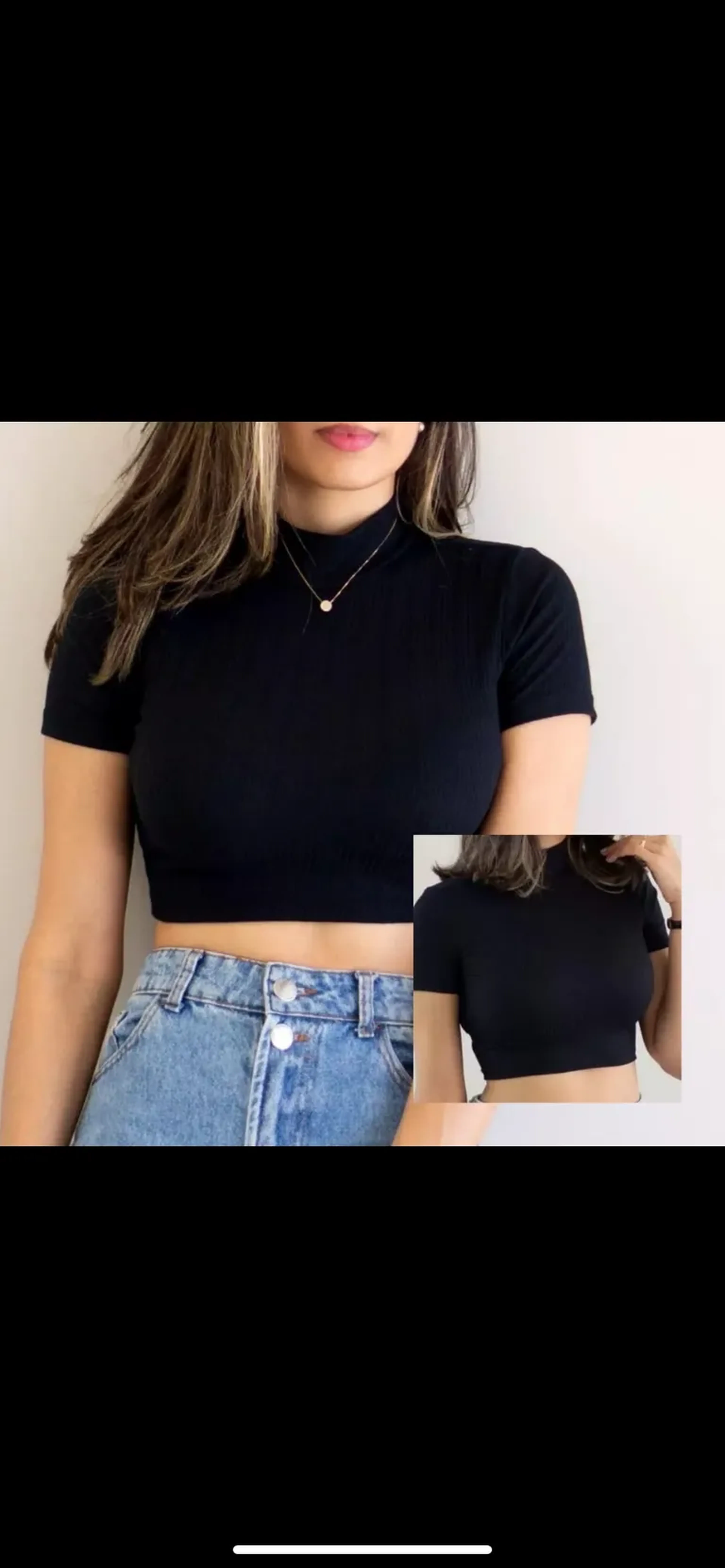 Cropped gola alta canelado premium imagem