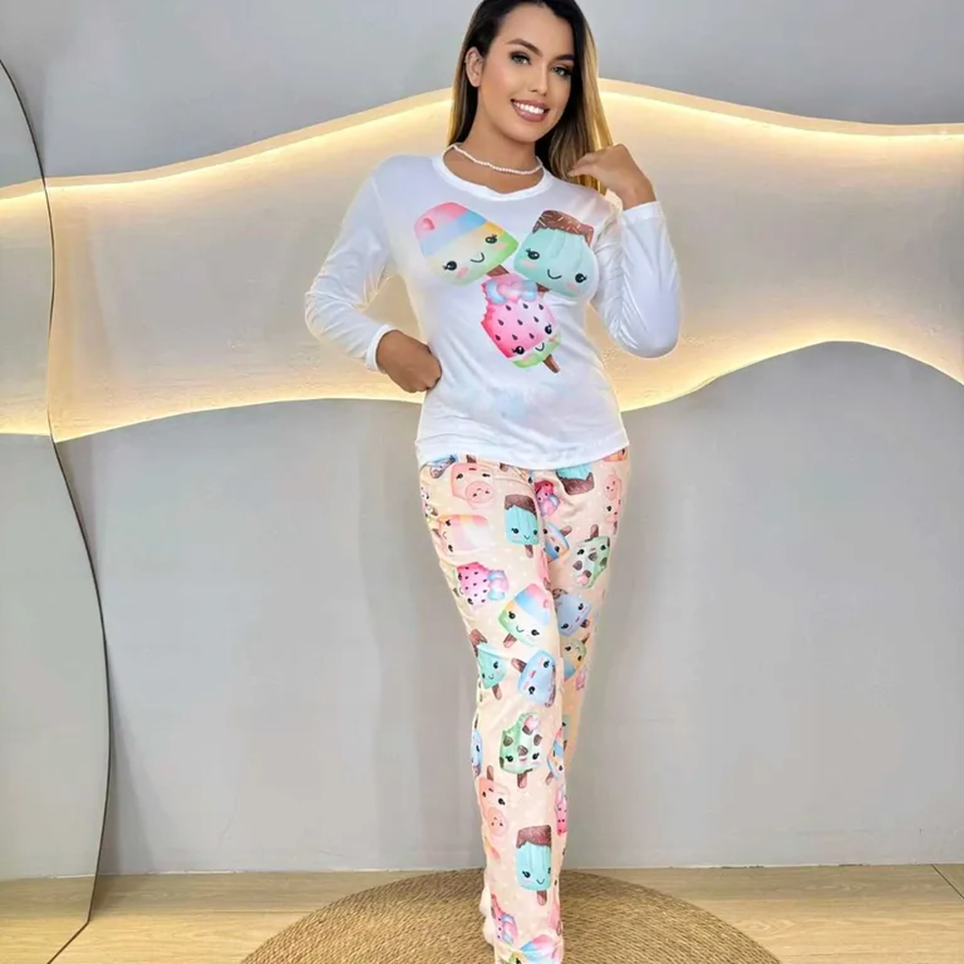 Pijama Longo Manga Longa Picolés imagem