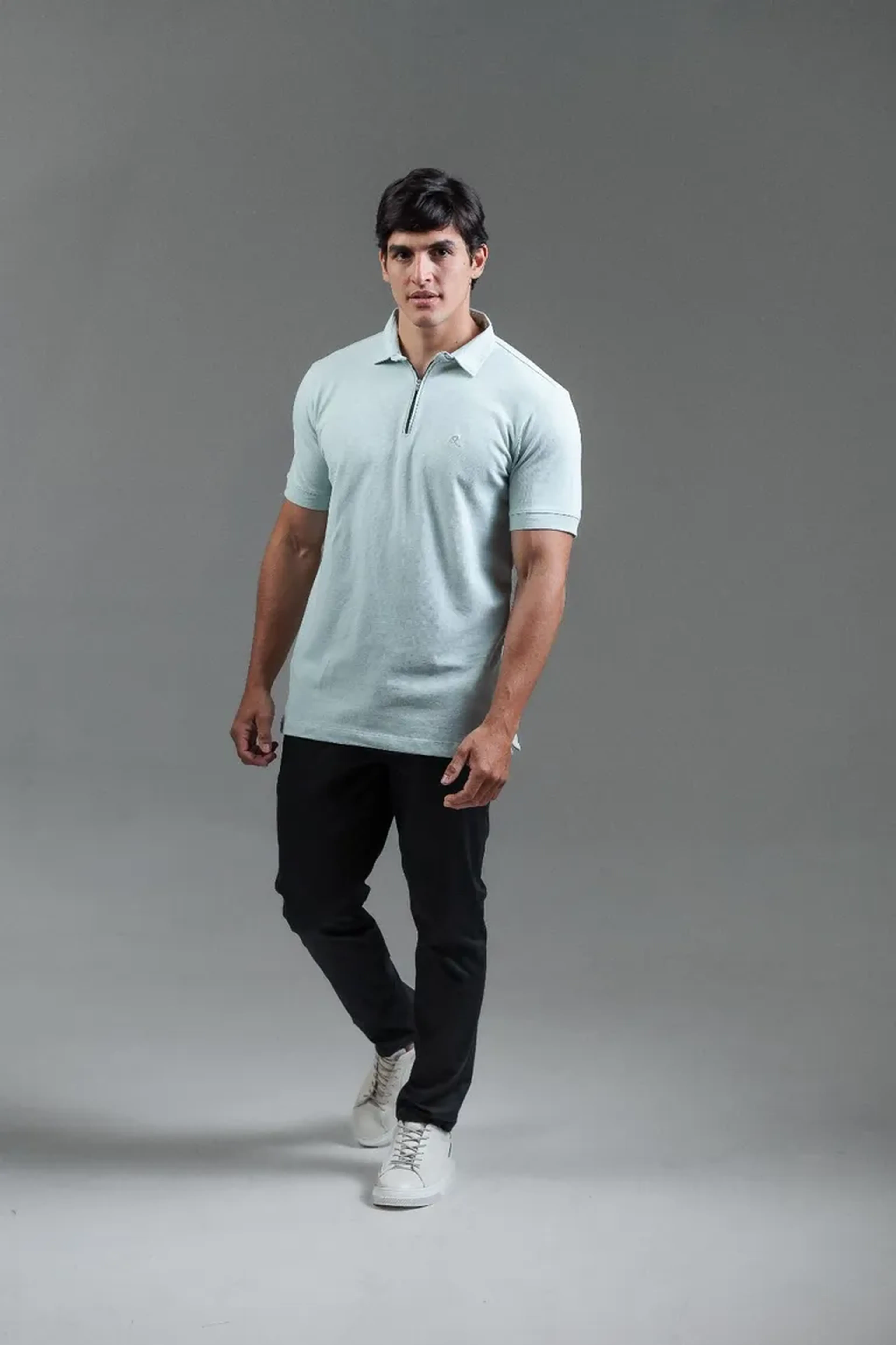 Polo Zíper Gola Portuguesa | Verde Chá imagem