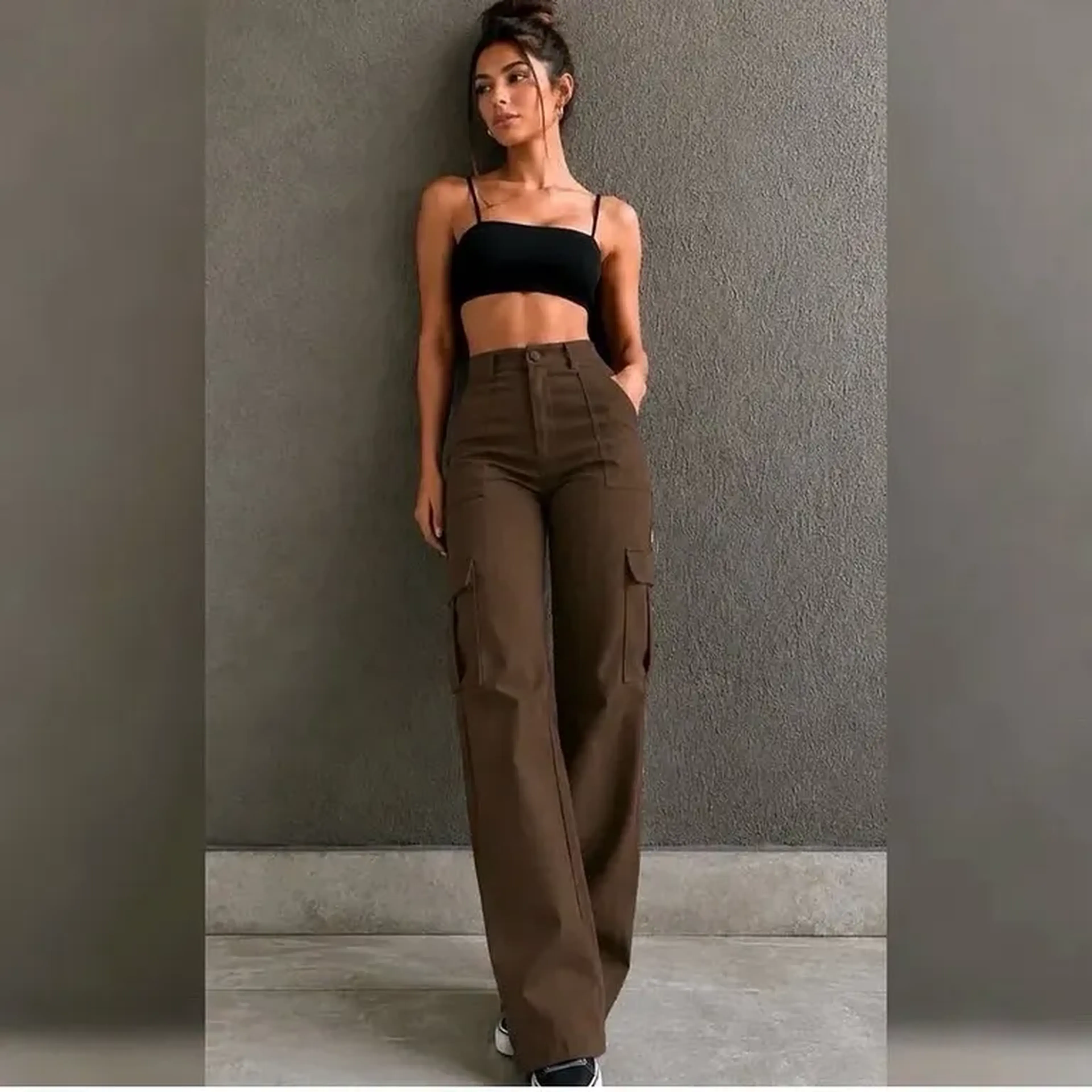 calça cargo marrom 38 40 imagem