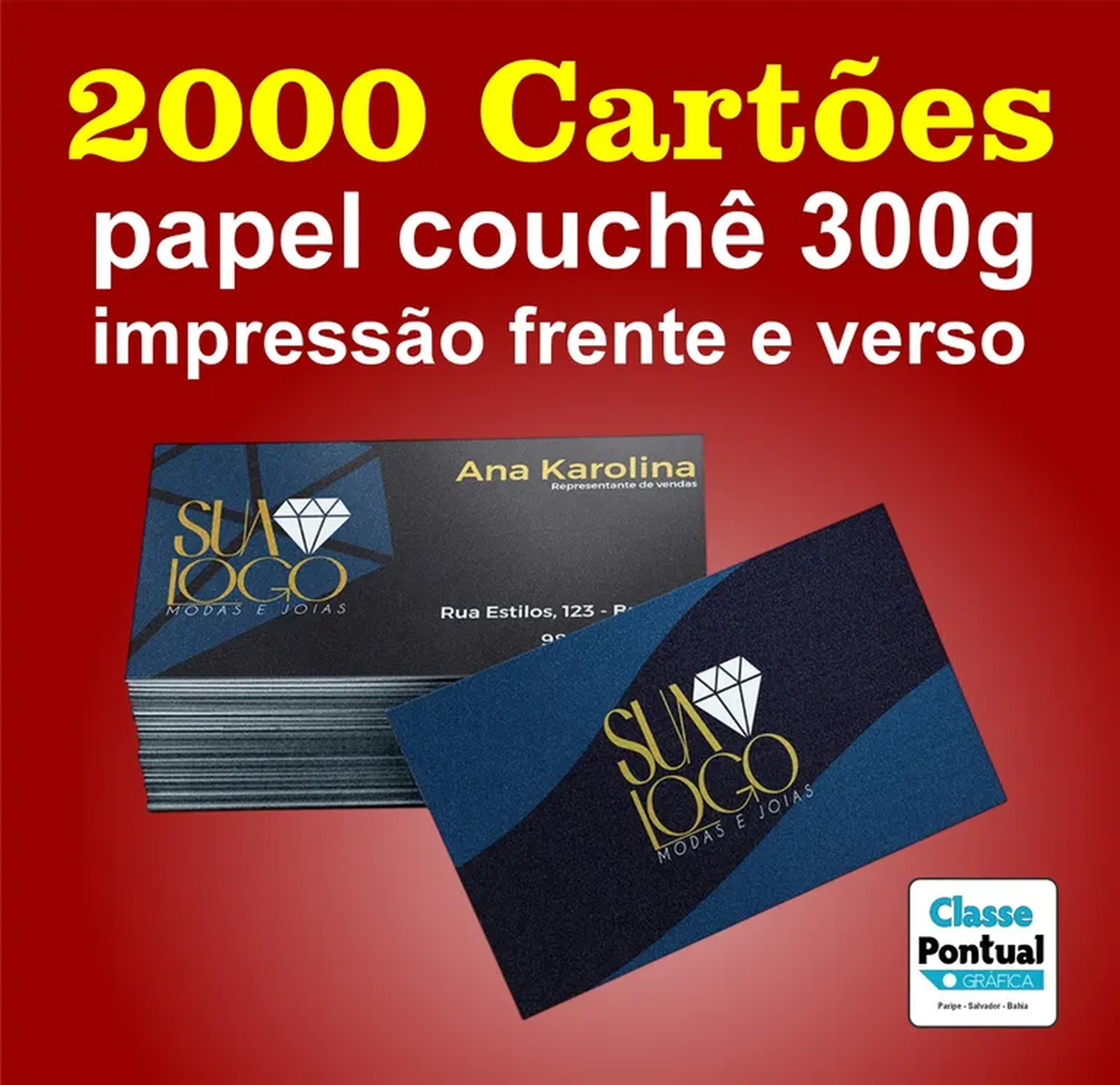 1000 Cartões de Visita, FV, verniz localizado Couché 180g imagem