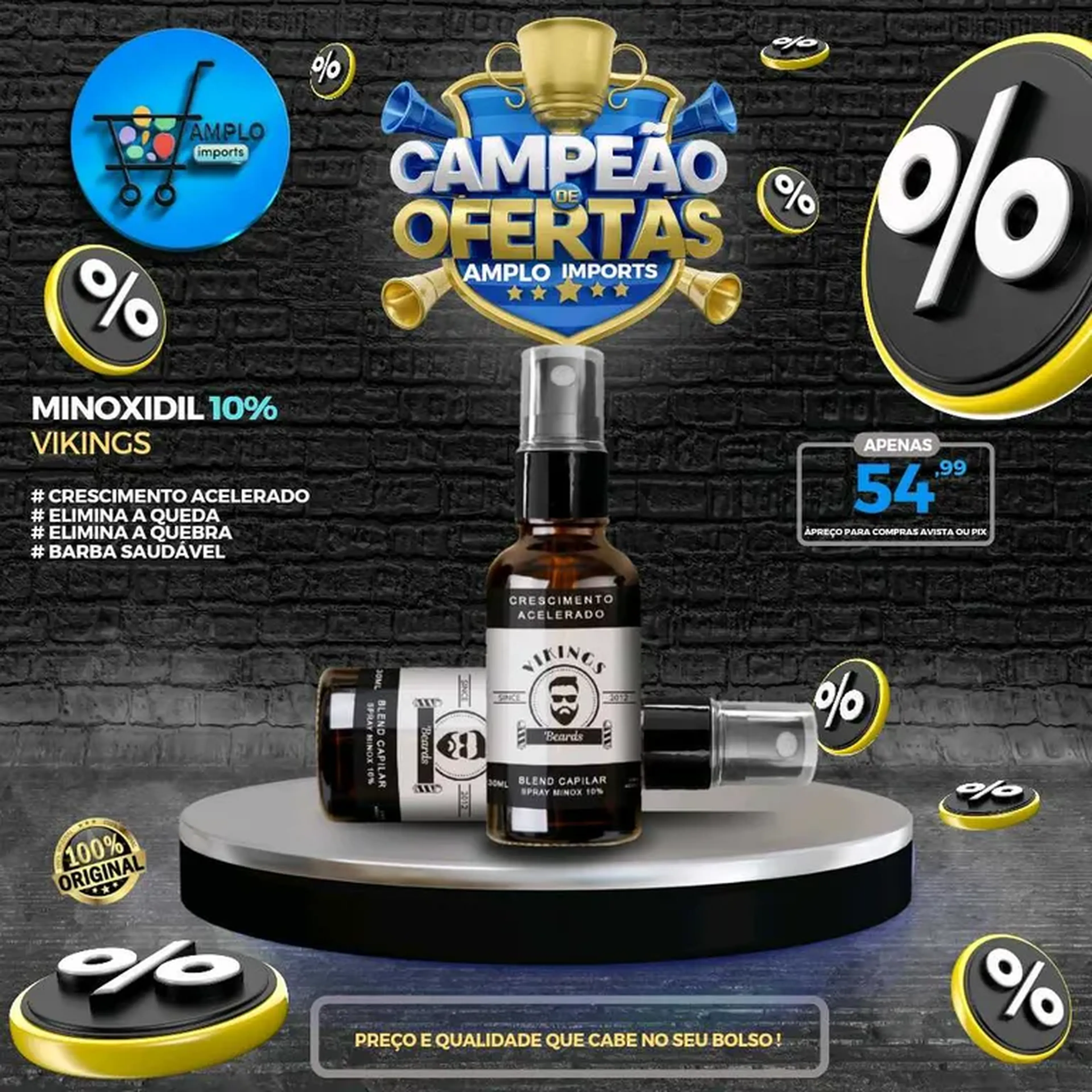 Minoxidil 10% Vikings imagem