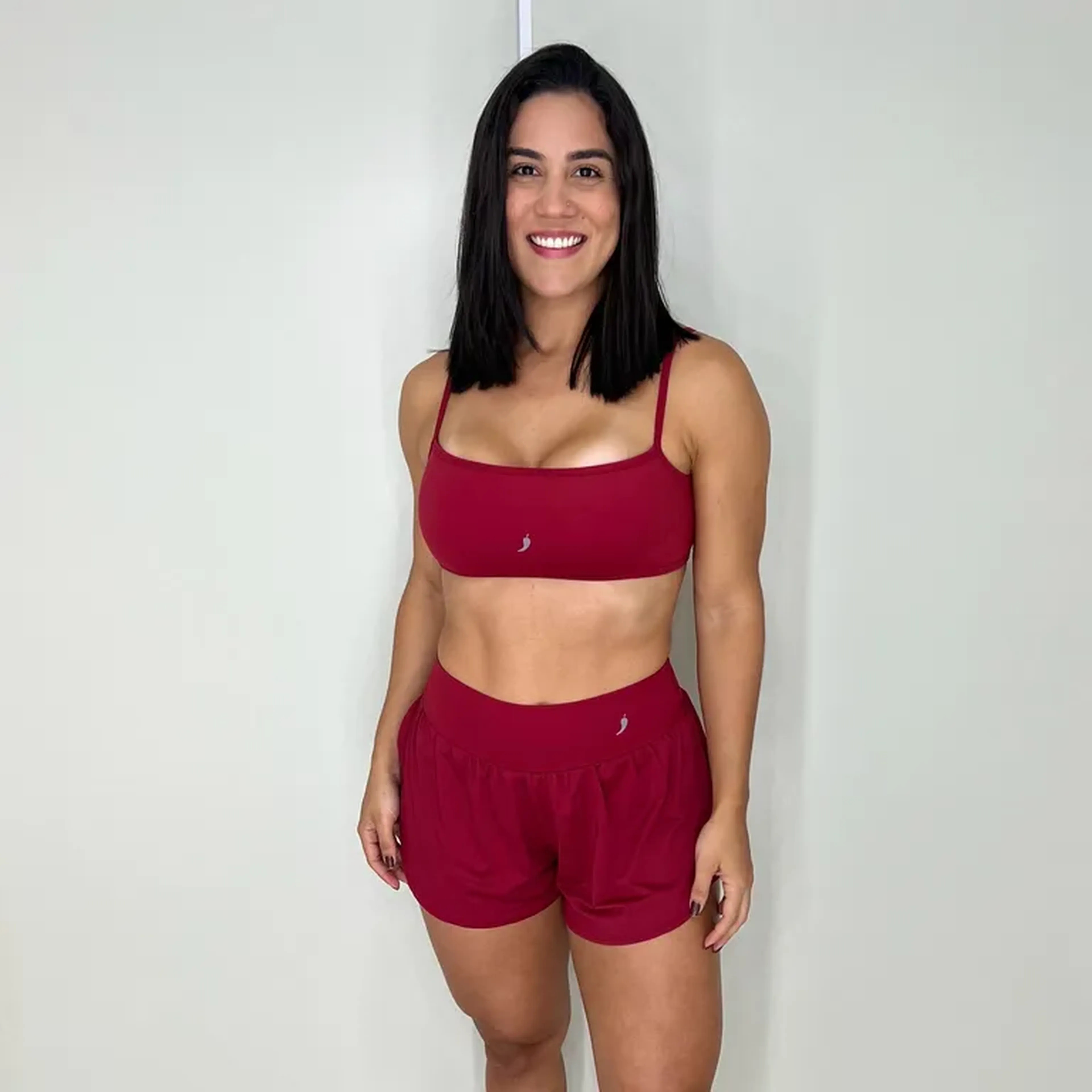 Short com bolso - Dryfit sobreposto marsala imagem