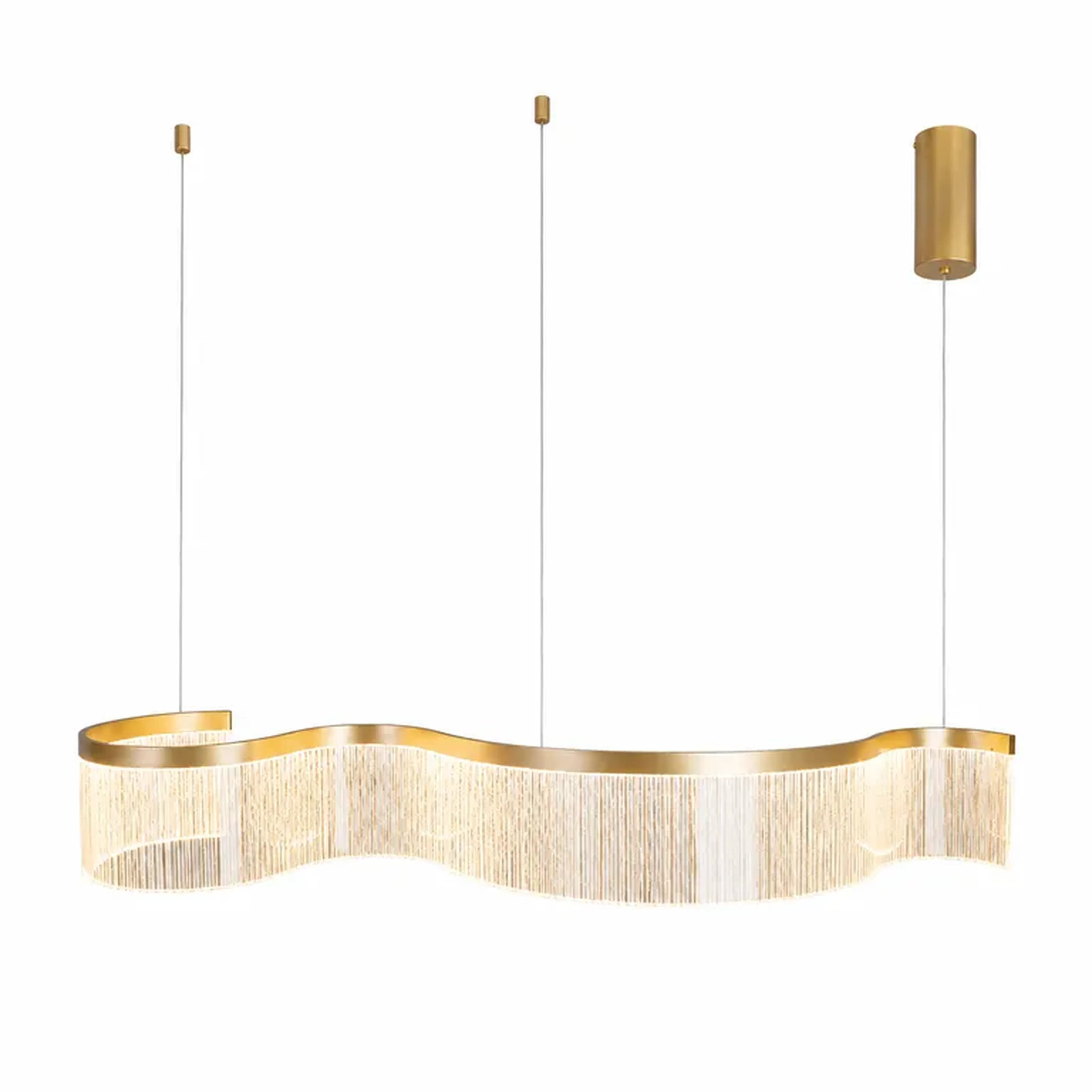 Pendente Acrílico Onda Orgânica 7D 90cm 43W 3.000K Dourado imagem