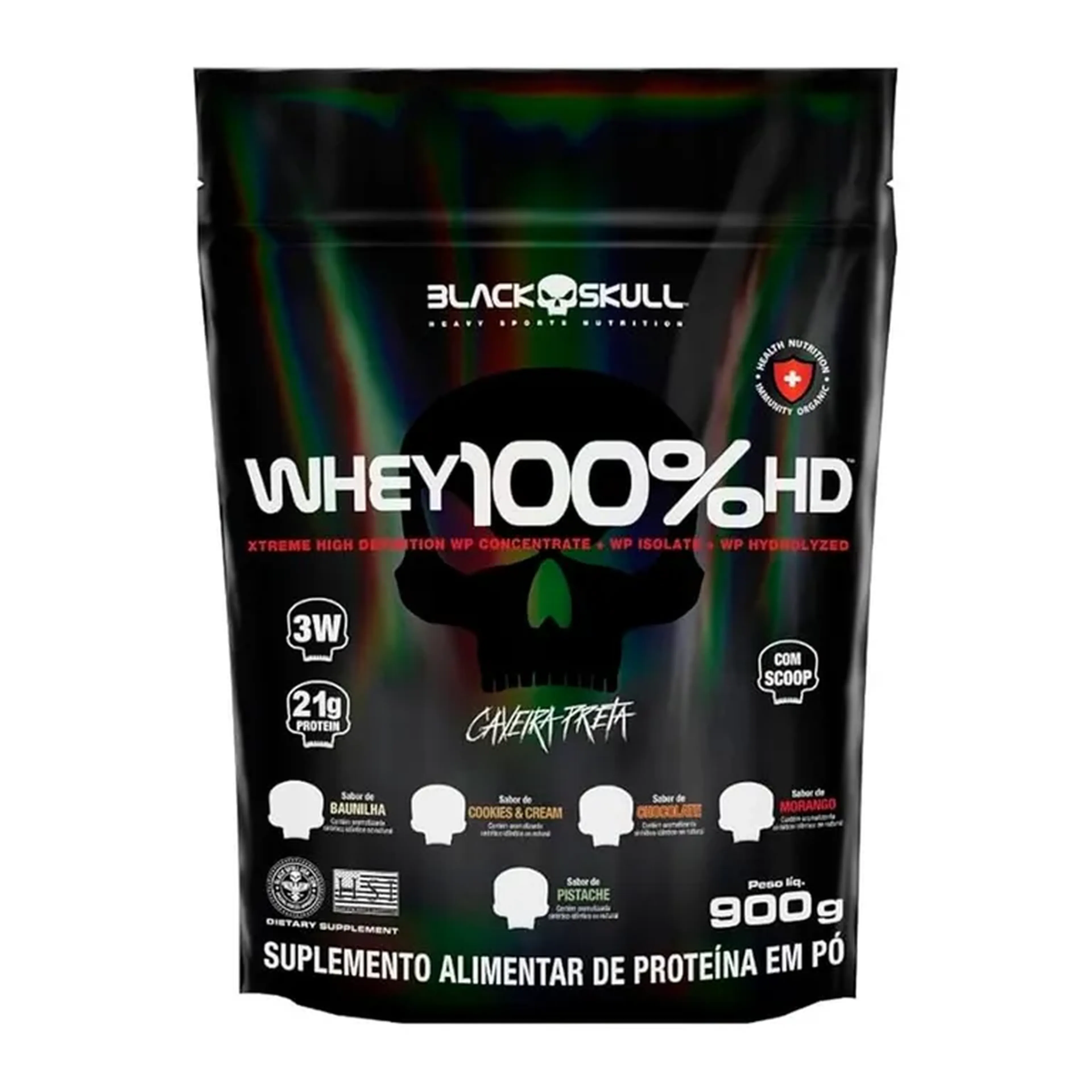 Whey 100% black skull 900g imagem
