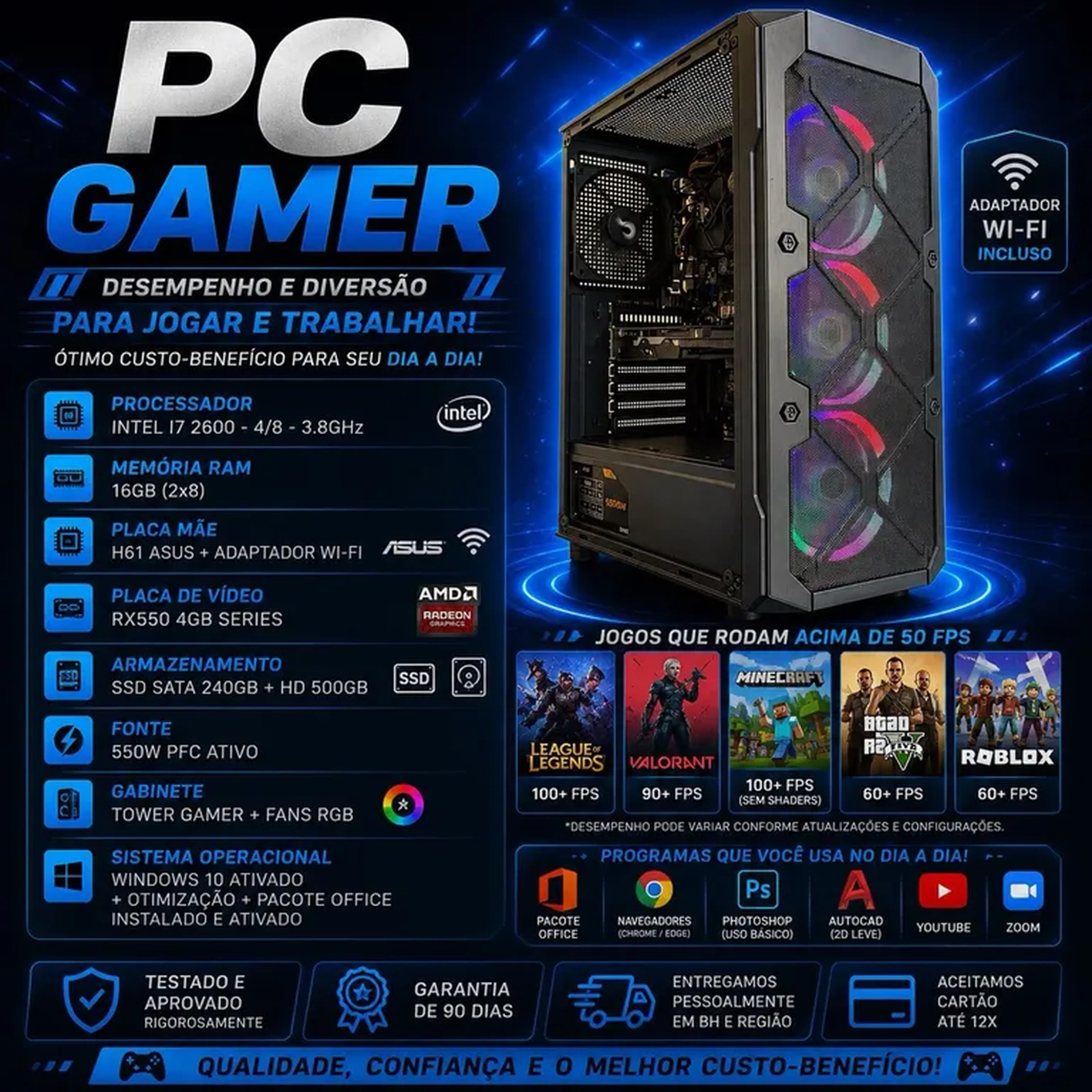 PC Gamer I7 - 16GB RAM - RX550 4GB imagem