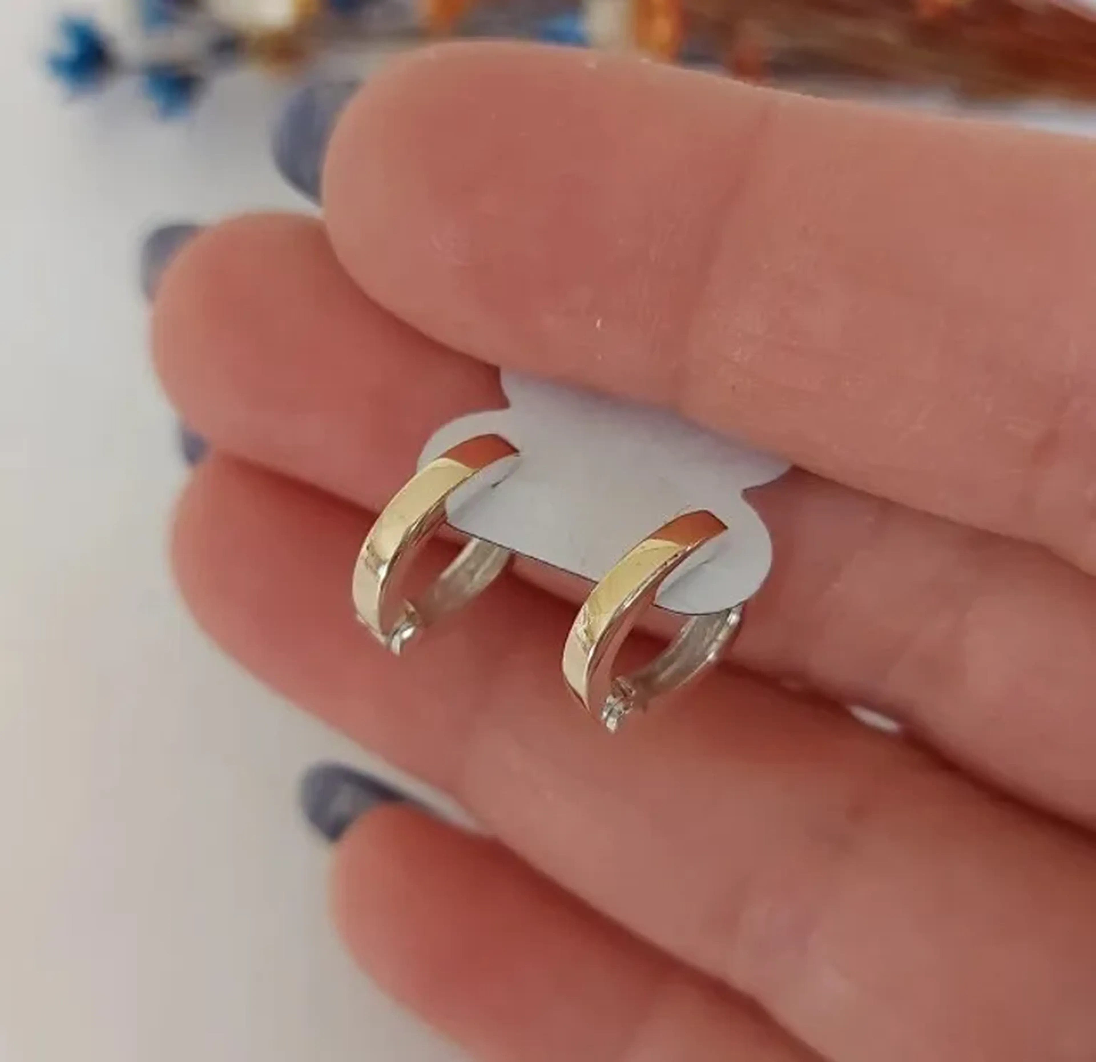 Argola Prata 925 com Filete de Ouro 14k imagem