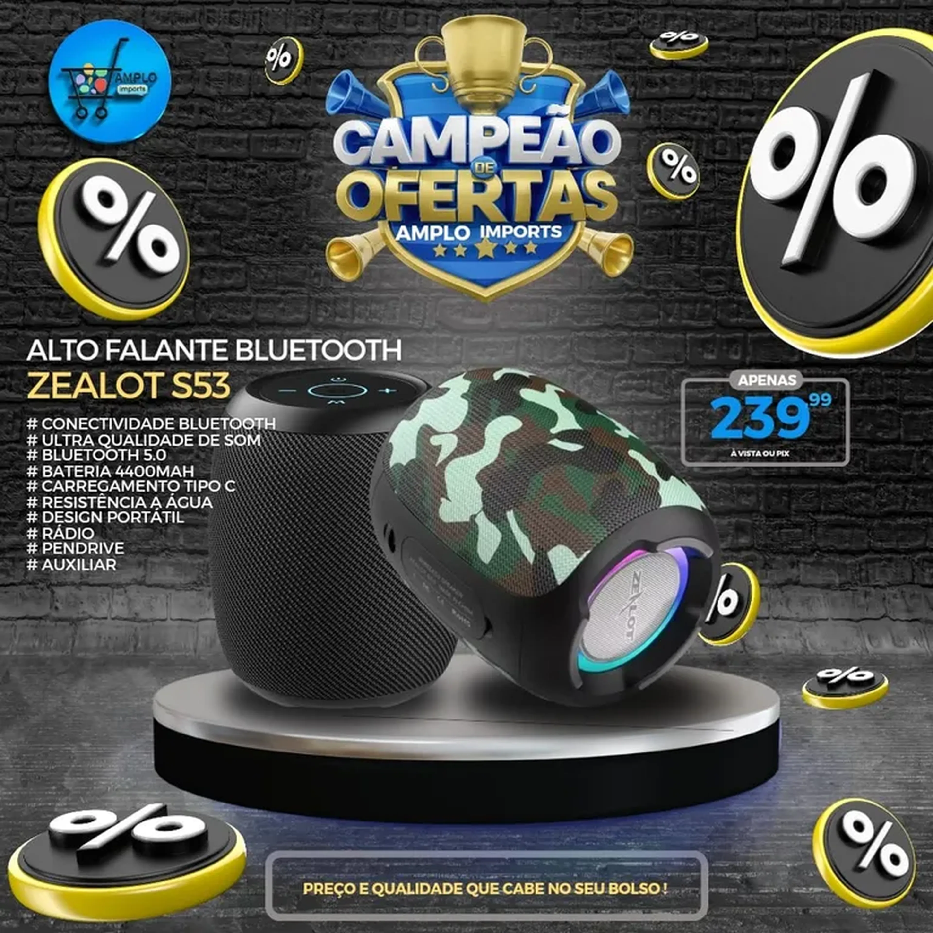 Zealot s53 caixa de som de alta definição imagem
