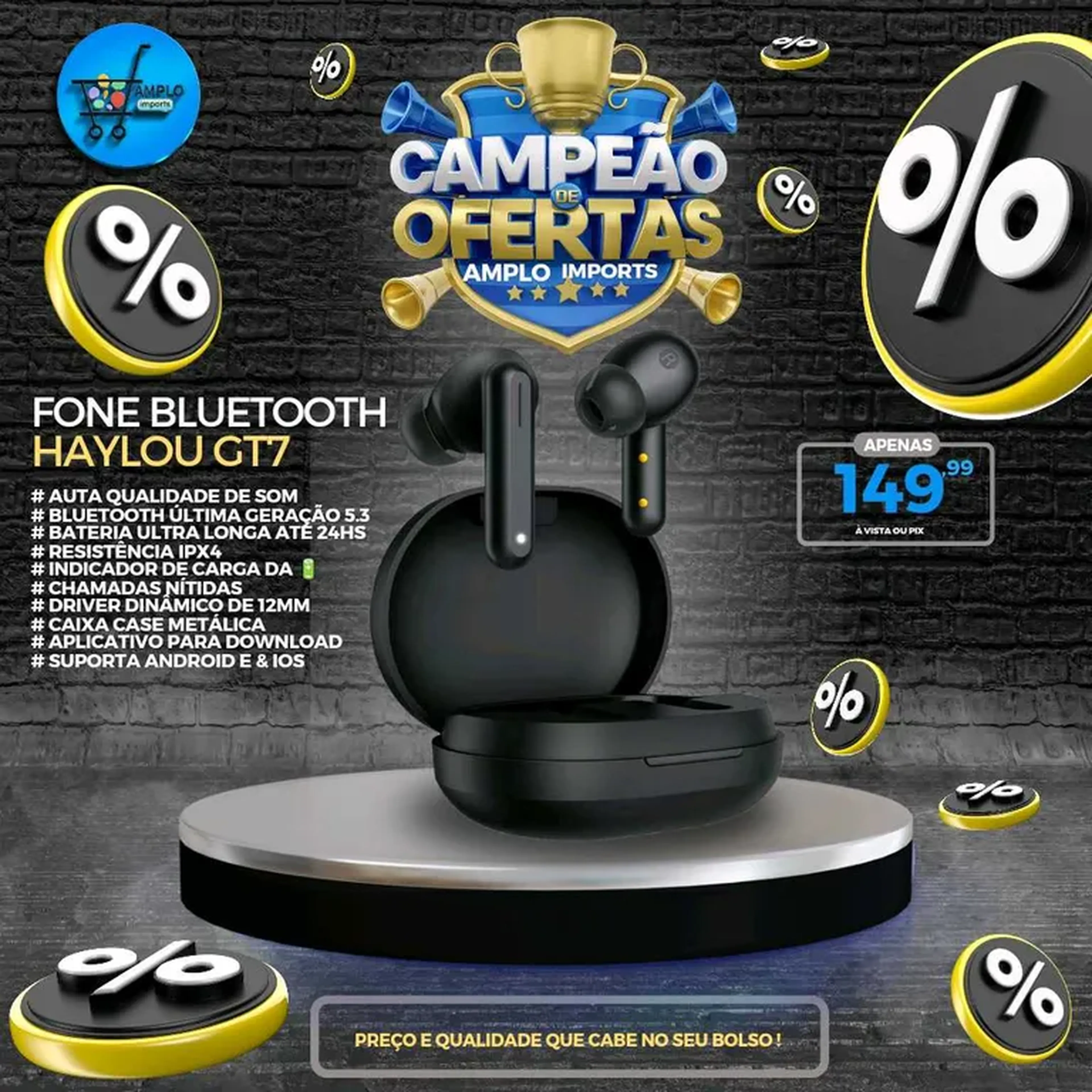 Fone Bluetooth Haylou GT7 imagem