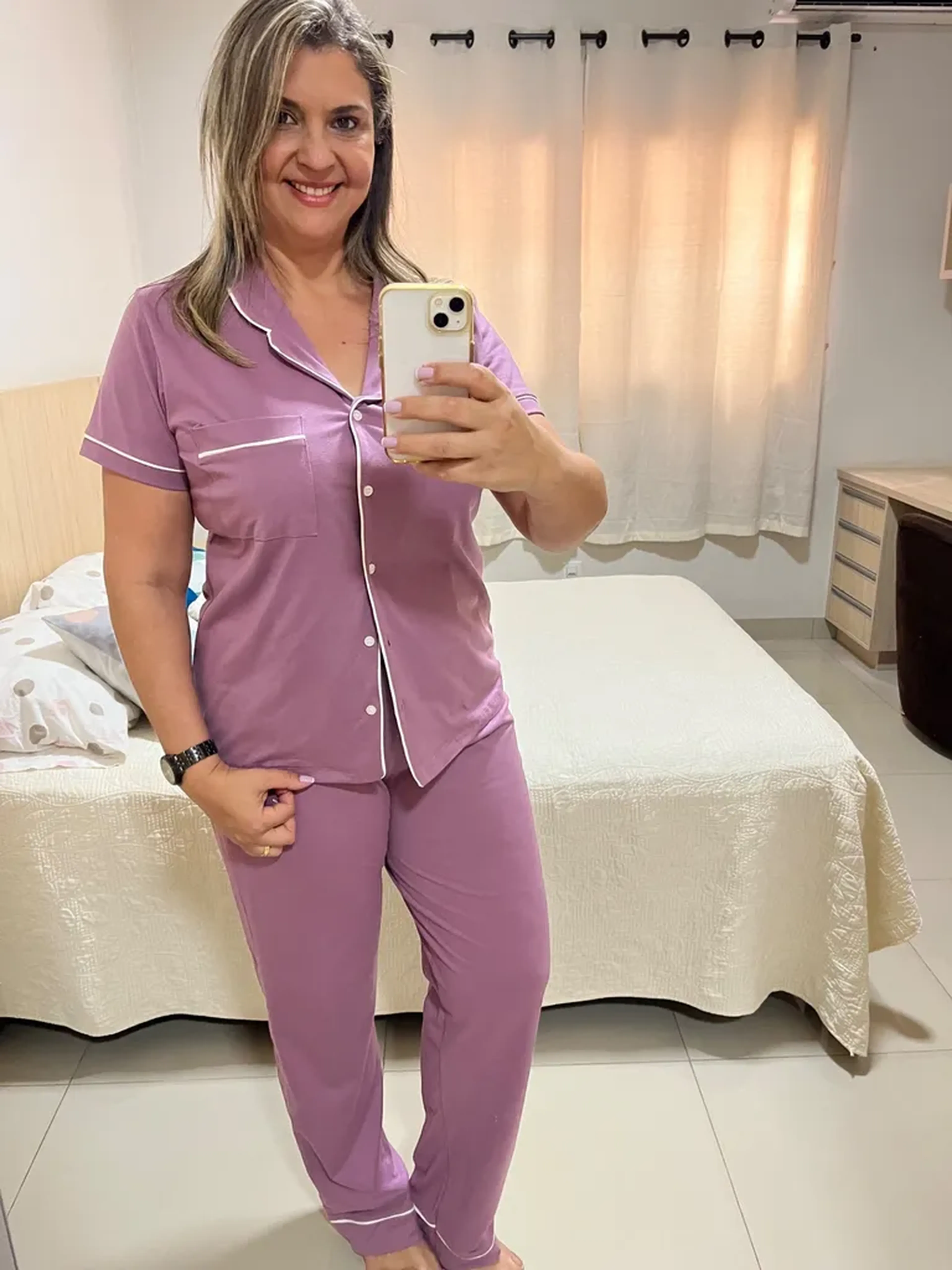 Pijama de calça e manga curta imagem