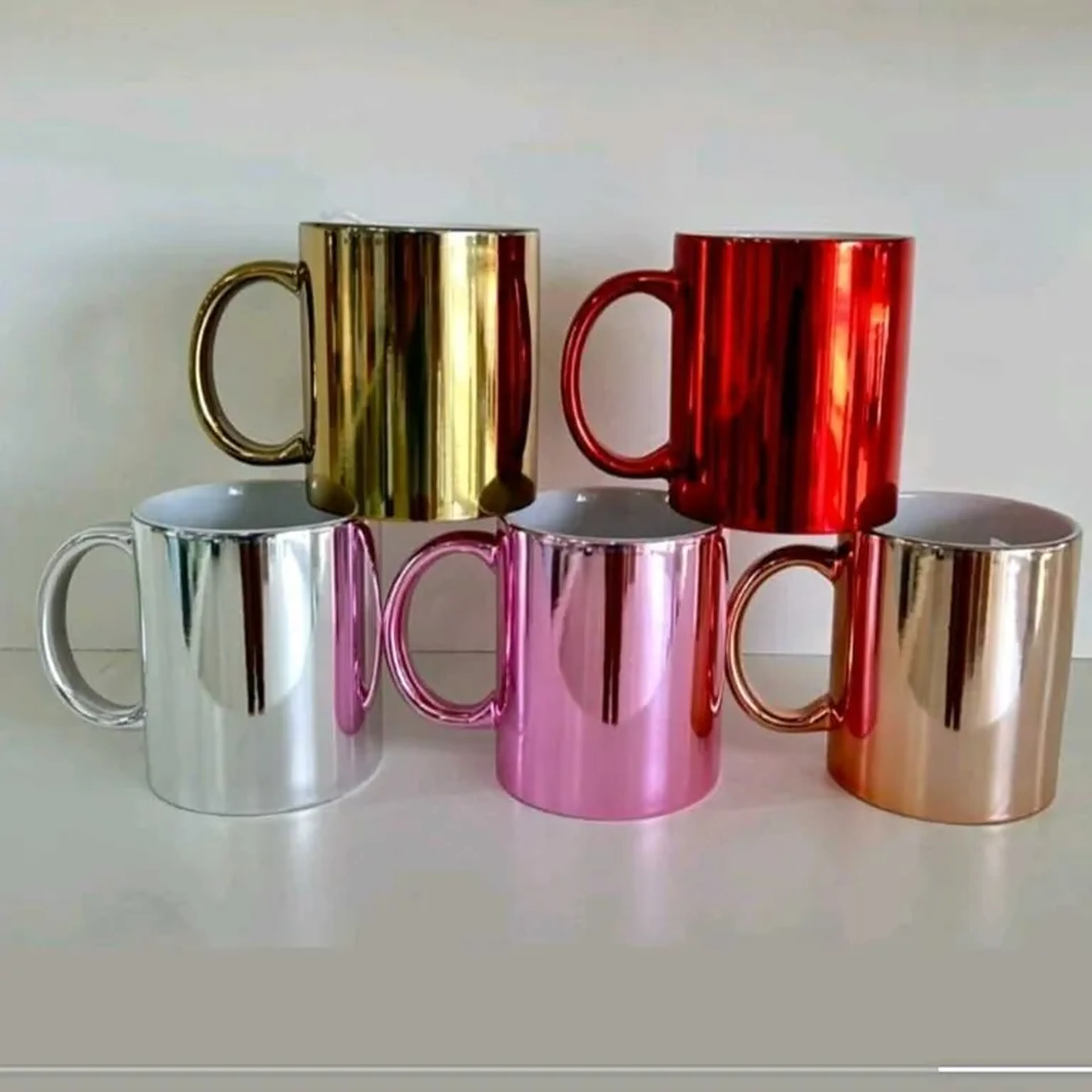 Caneca porcelana cromada imagem