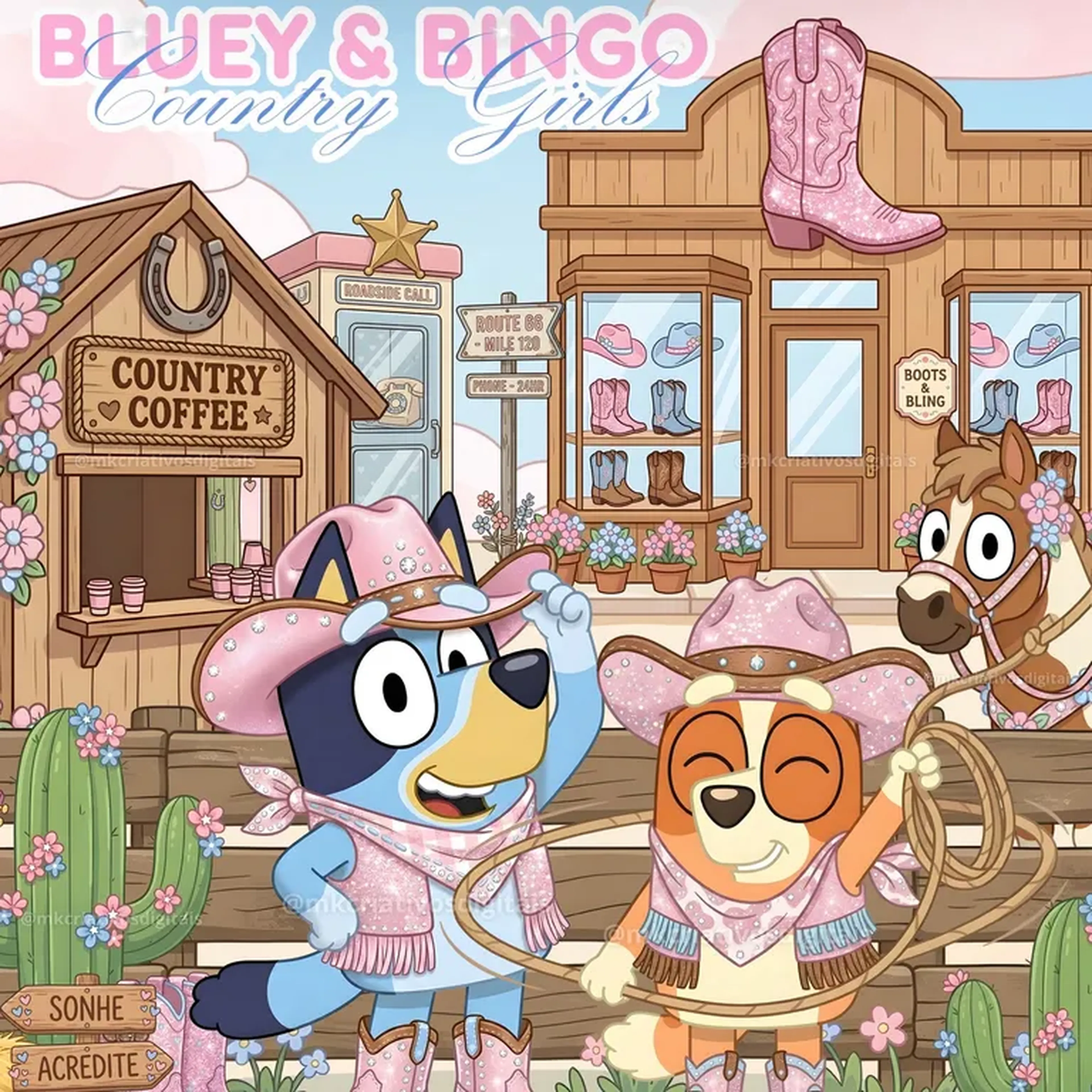 Bluey e Bingo Country Girls - Kit digital IA PNG imagem