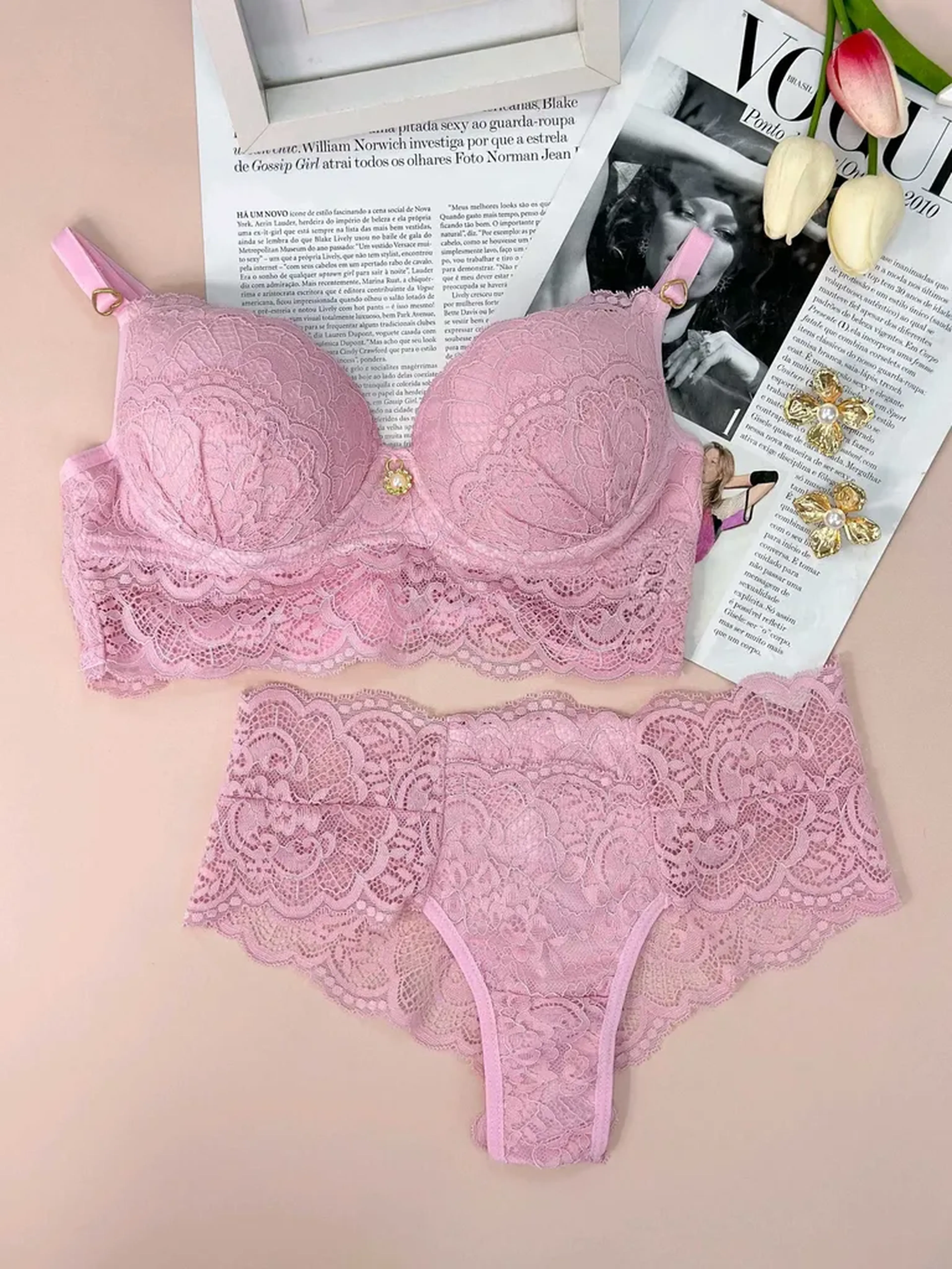 Conjunto de Lingerie rosa 🩷 imagem