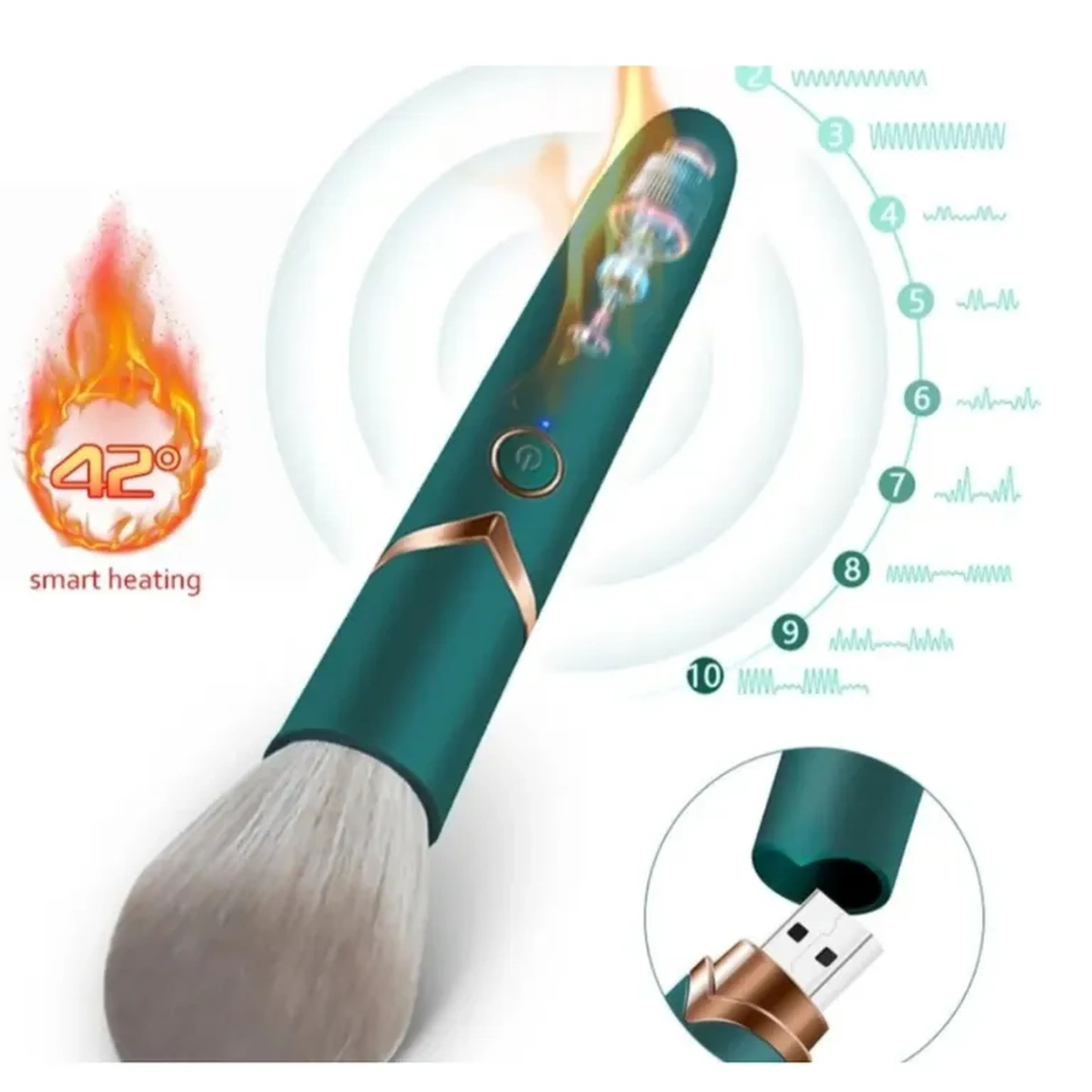 Vibrador Pincel De Maquiagem Recarregável 8 Vibrações General Im imagem