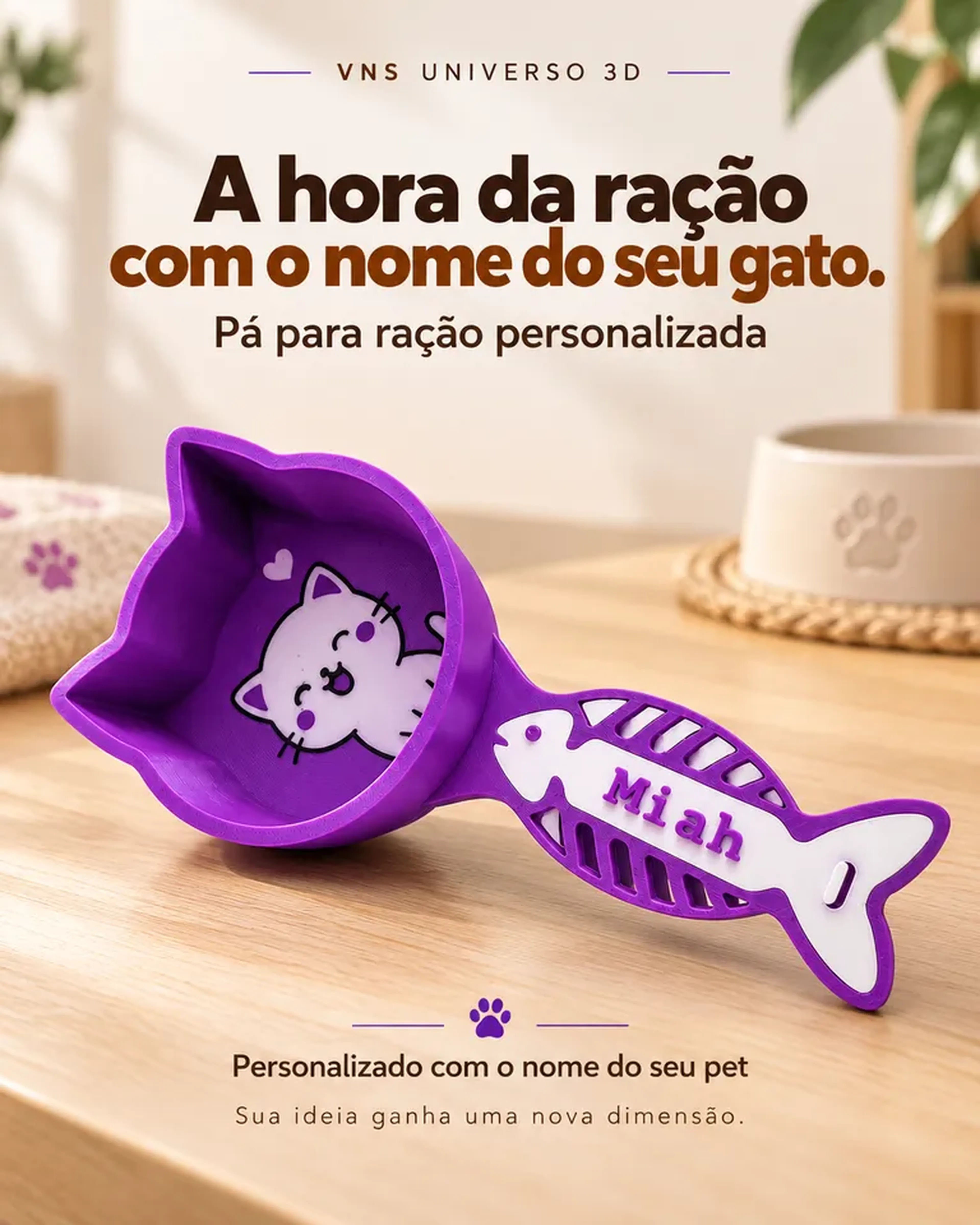 Pá Para Ração Gatos Personalizada Com Nome Do Pet imagem