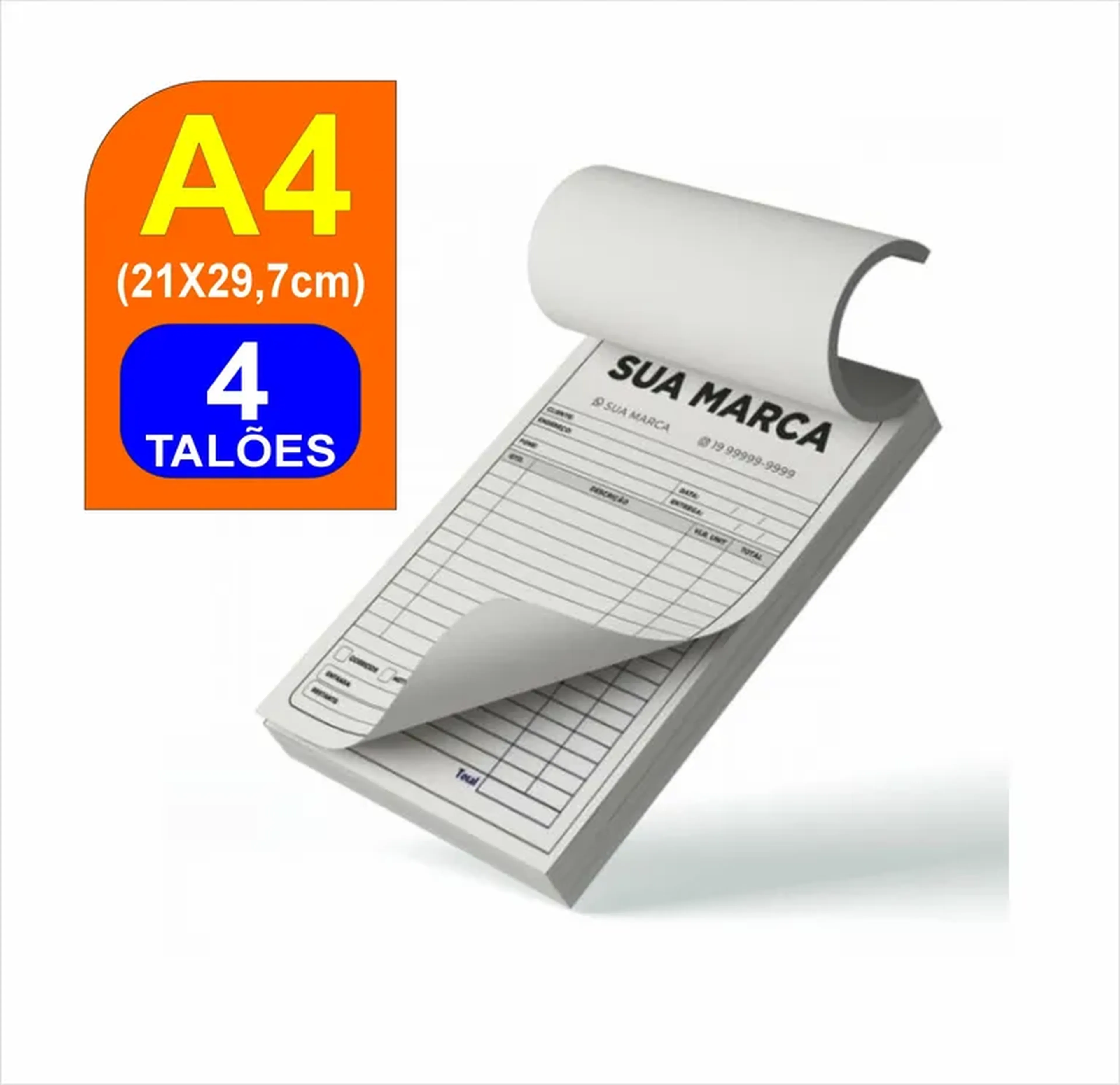 4 TALÕES A4 (recibo, nota, orçamento e etc) imagem