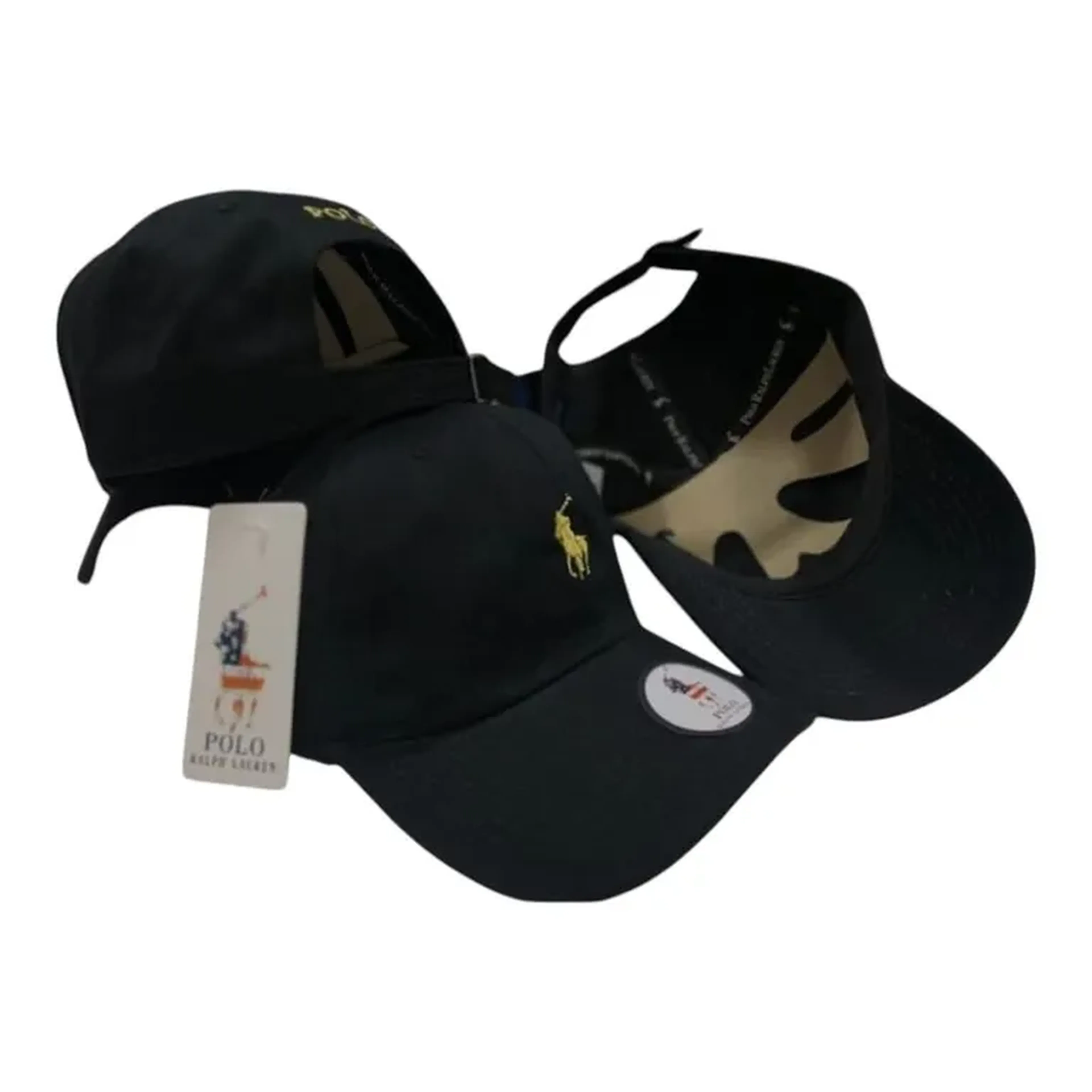 Boné Polo Preto Logo Dourado imagem