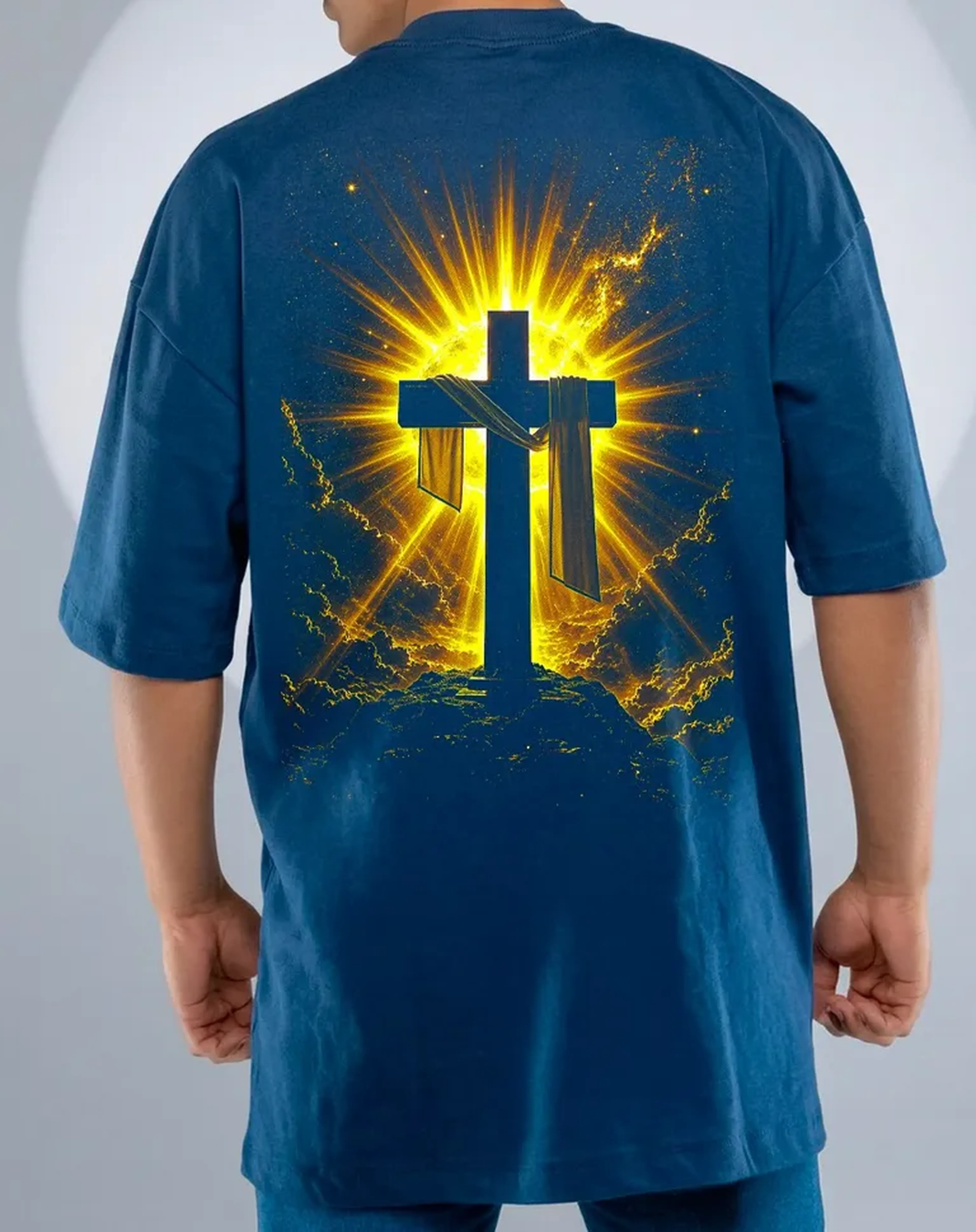 Oversized Azul - Cruz nas Costas Halftone imagem