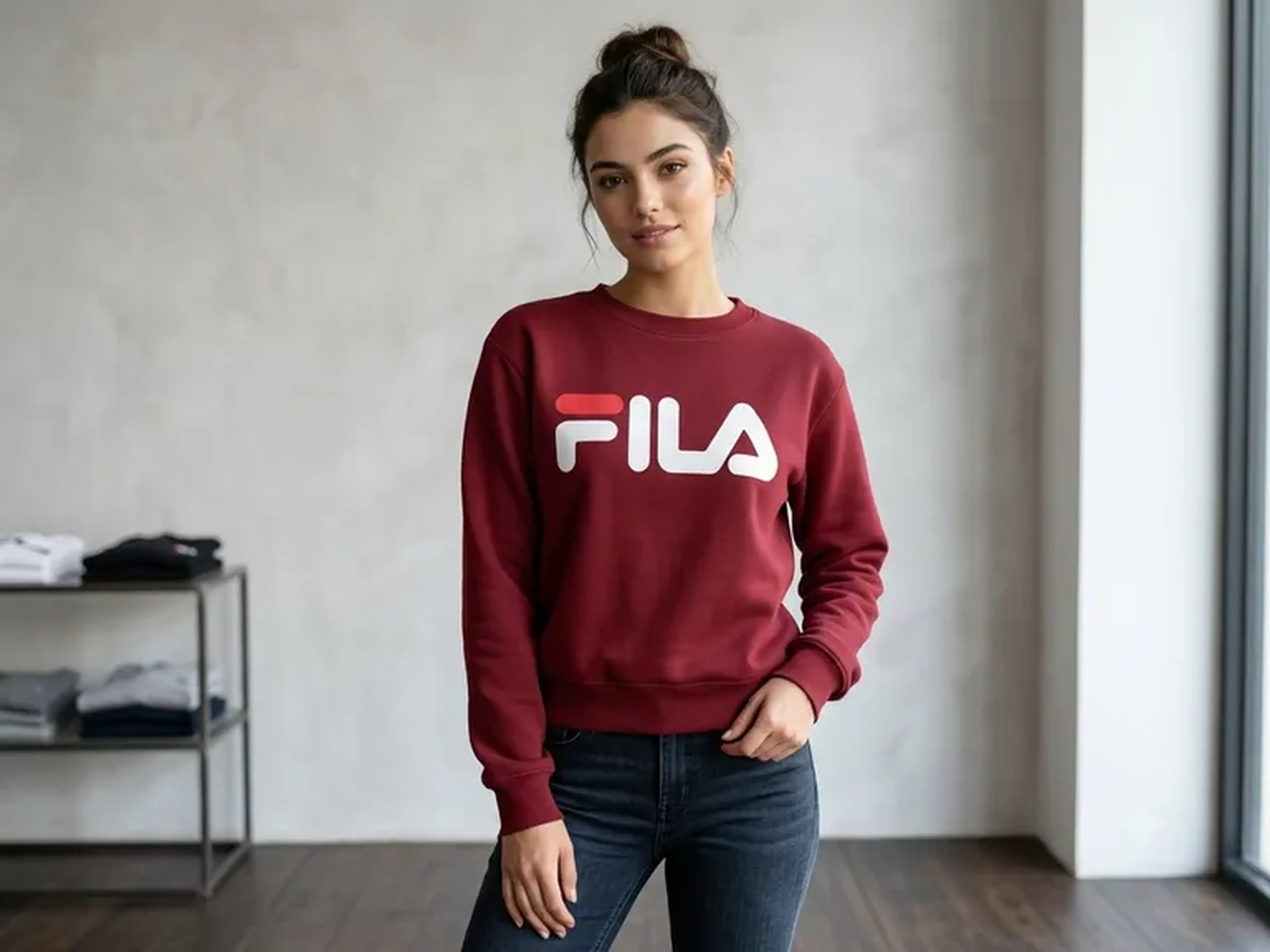 Moletom Cropped Gola Careca FL - Vermelho Vinho imagem