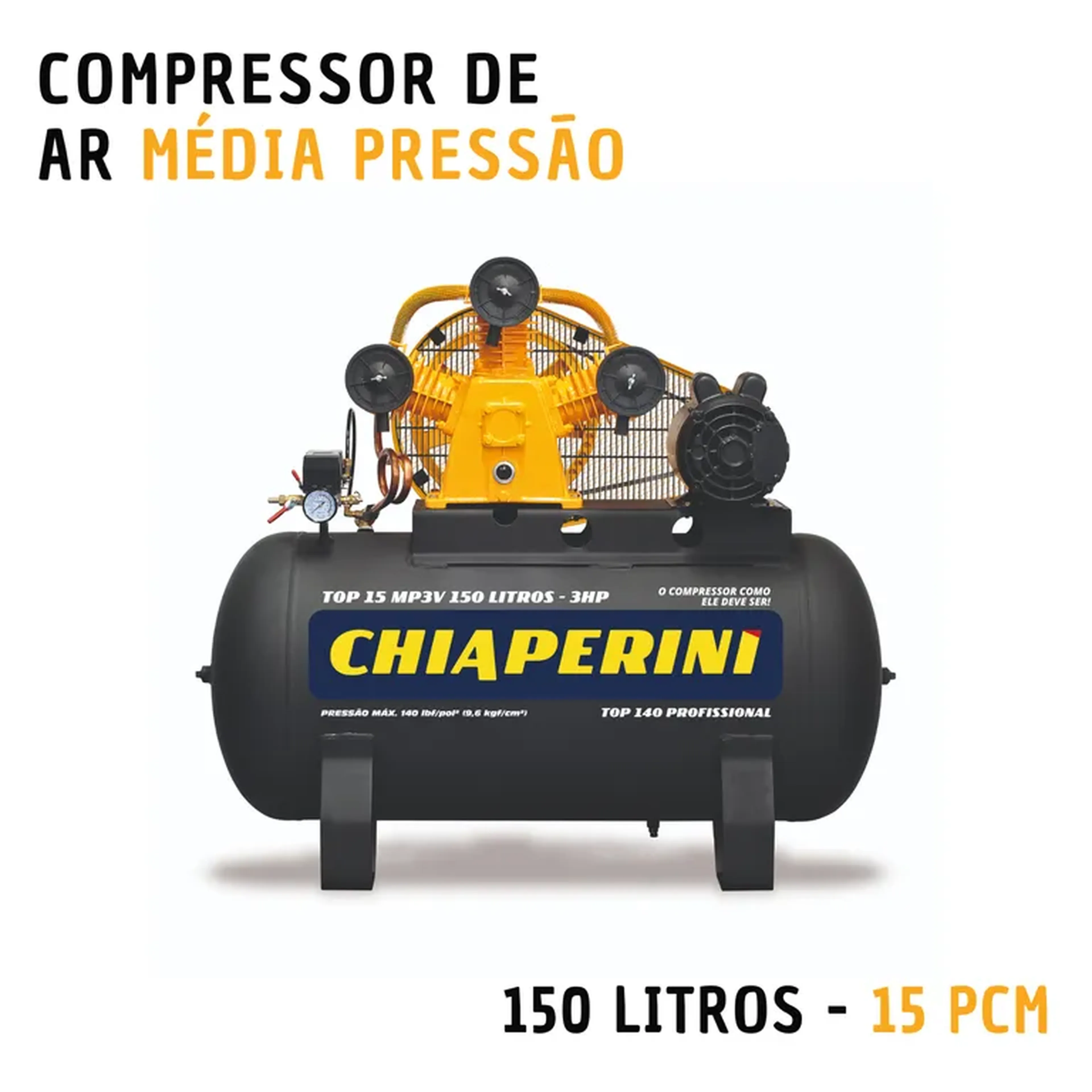 Compressor de ar média pressão 150 litros (15 pcm) imagem