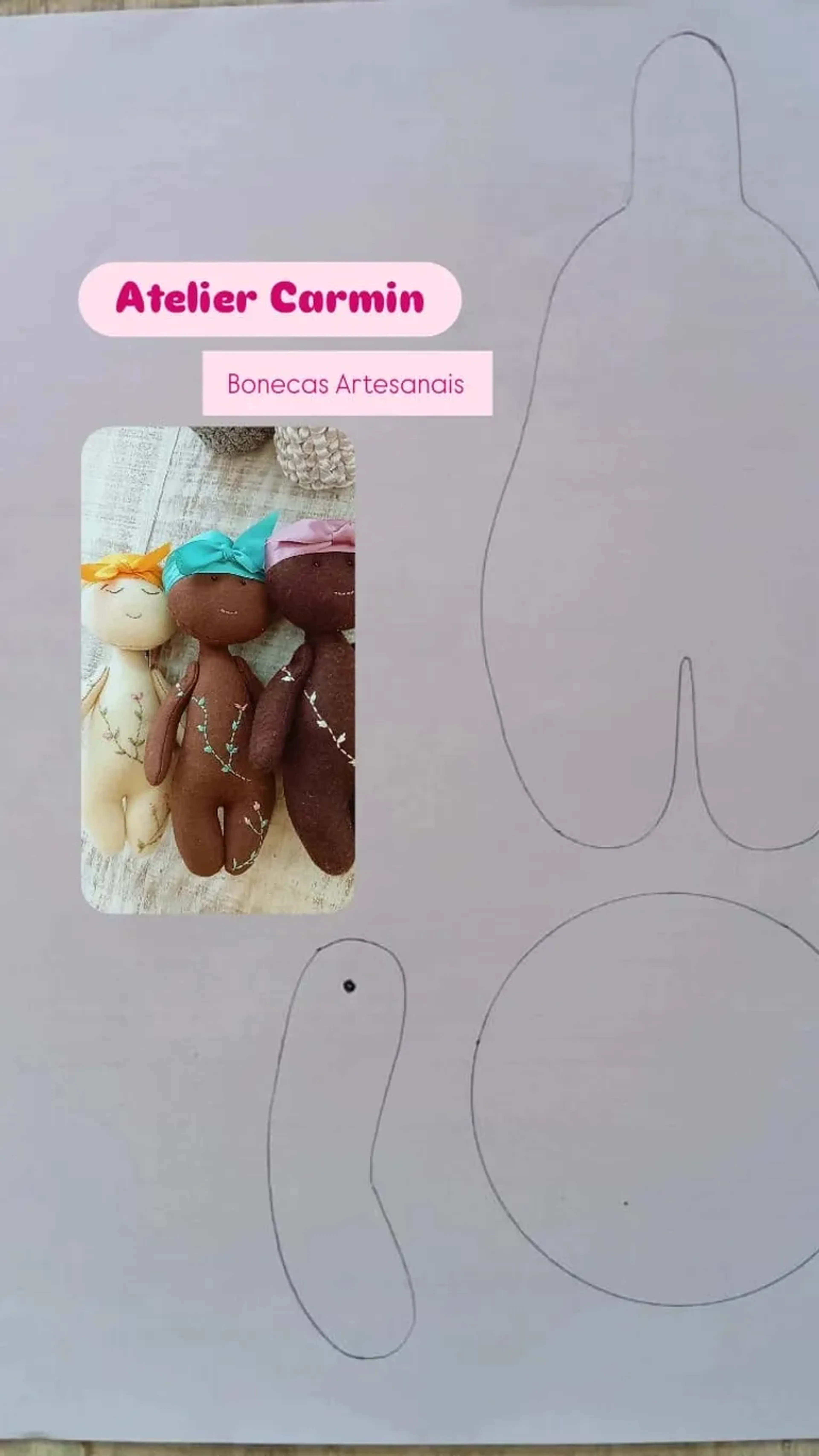 Molde de 2 Corpos de Boneca de Pano PDF imagem