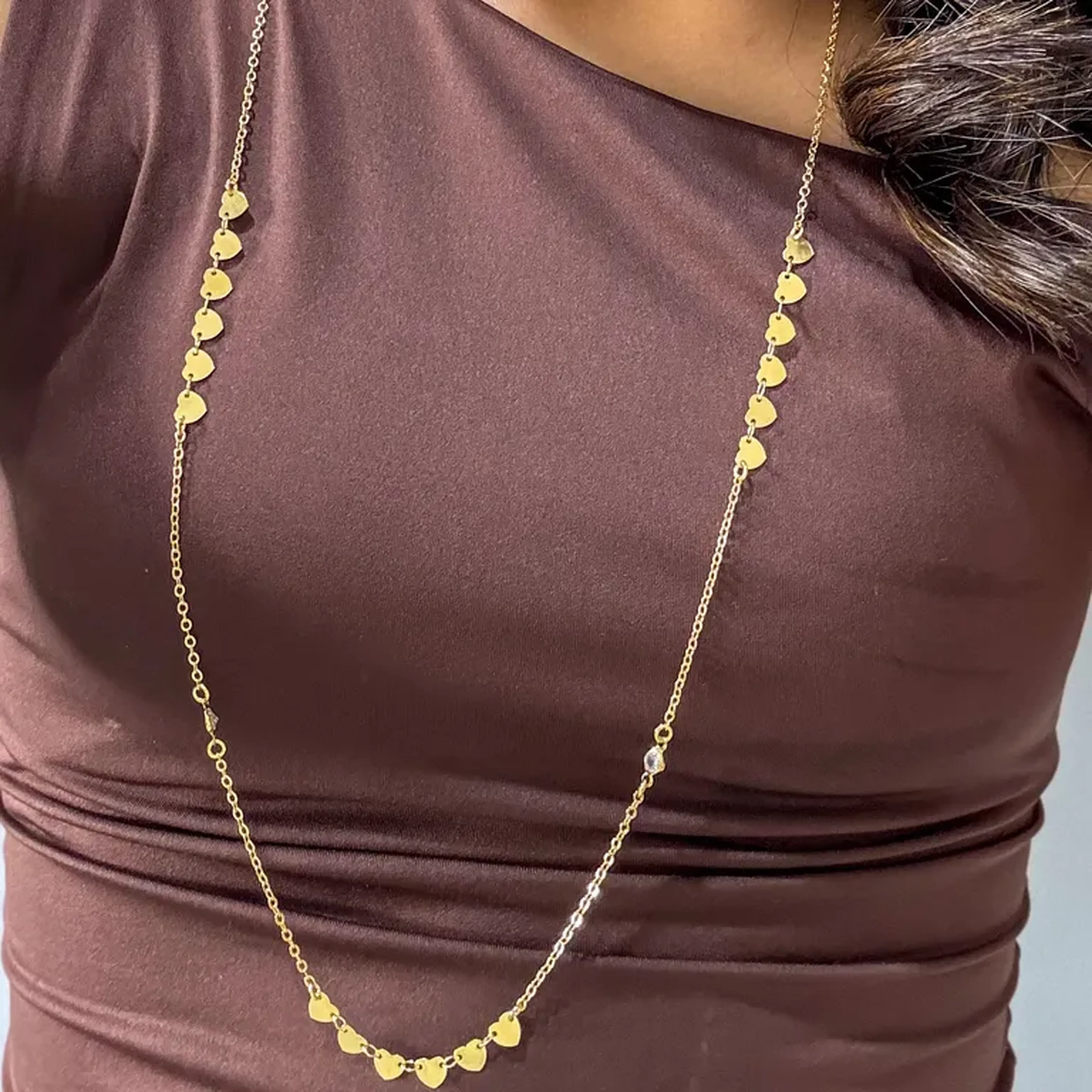 Colar longo coração + ponto de luz imagem