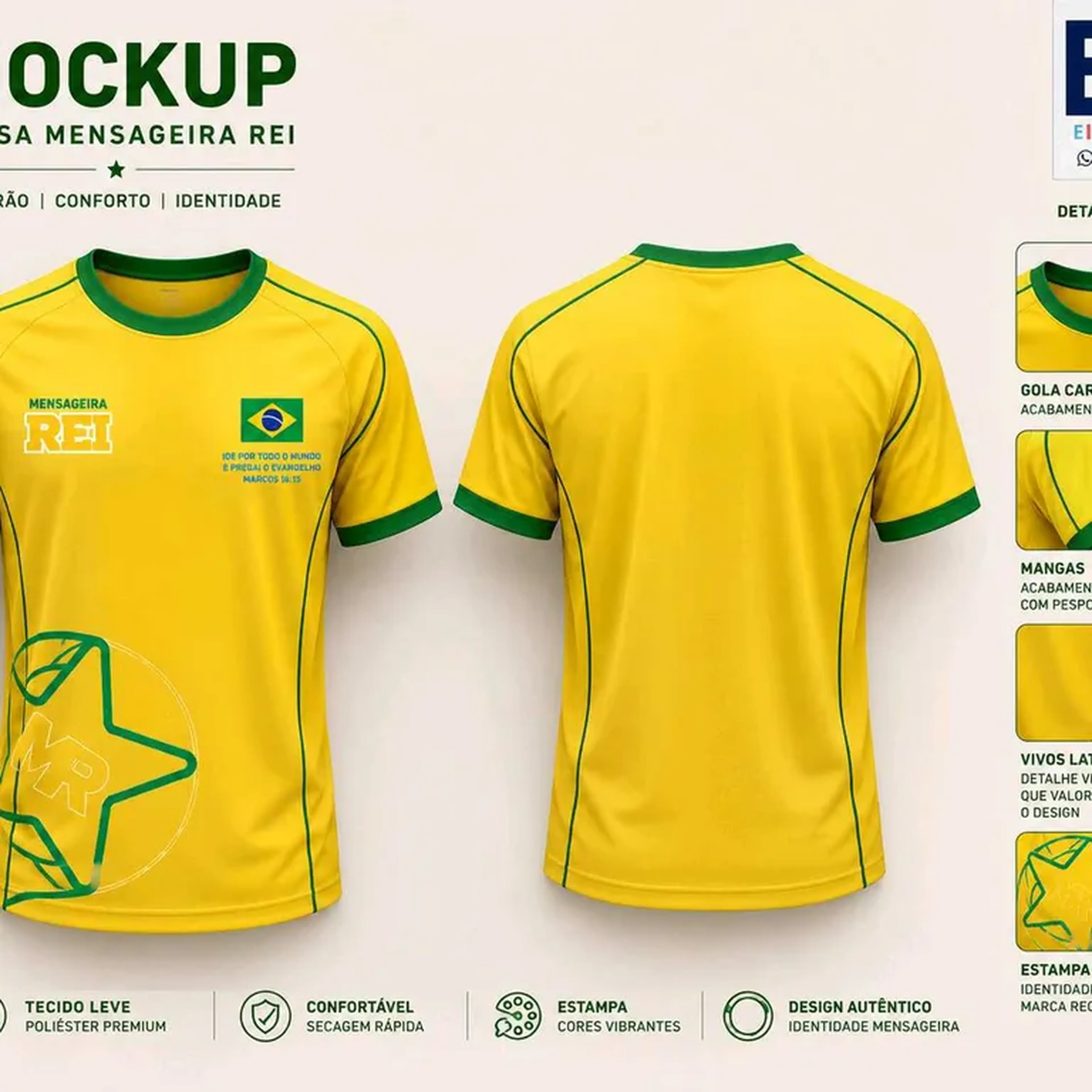 Blusa Mensageira Rei verde e amarela - Brasil imagem
