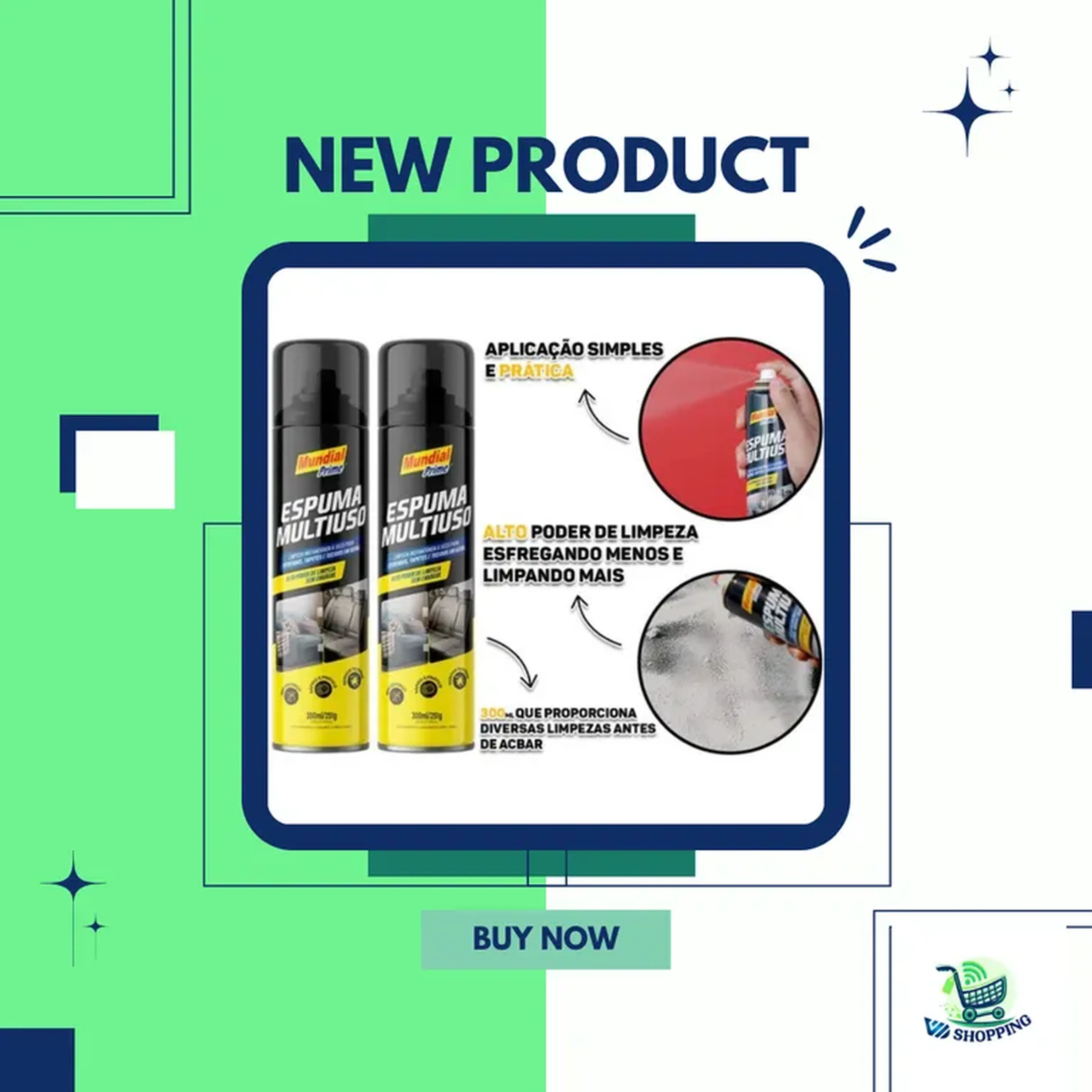 Kit Espuma Para Limpeza Instantânea À Seco Para Estofados Tapete imagem