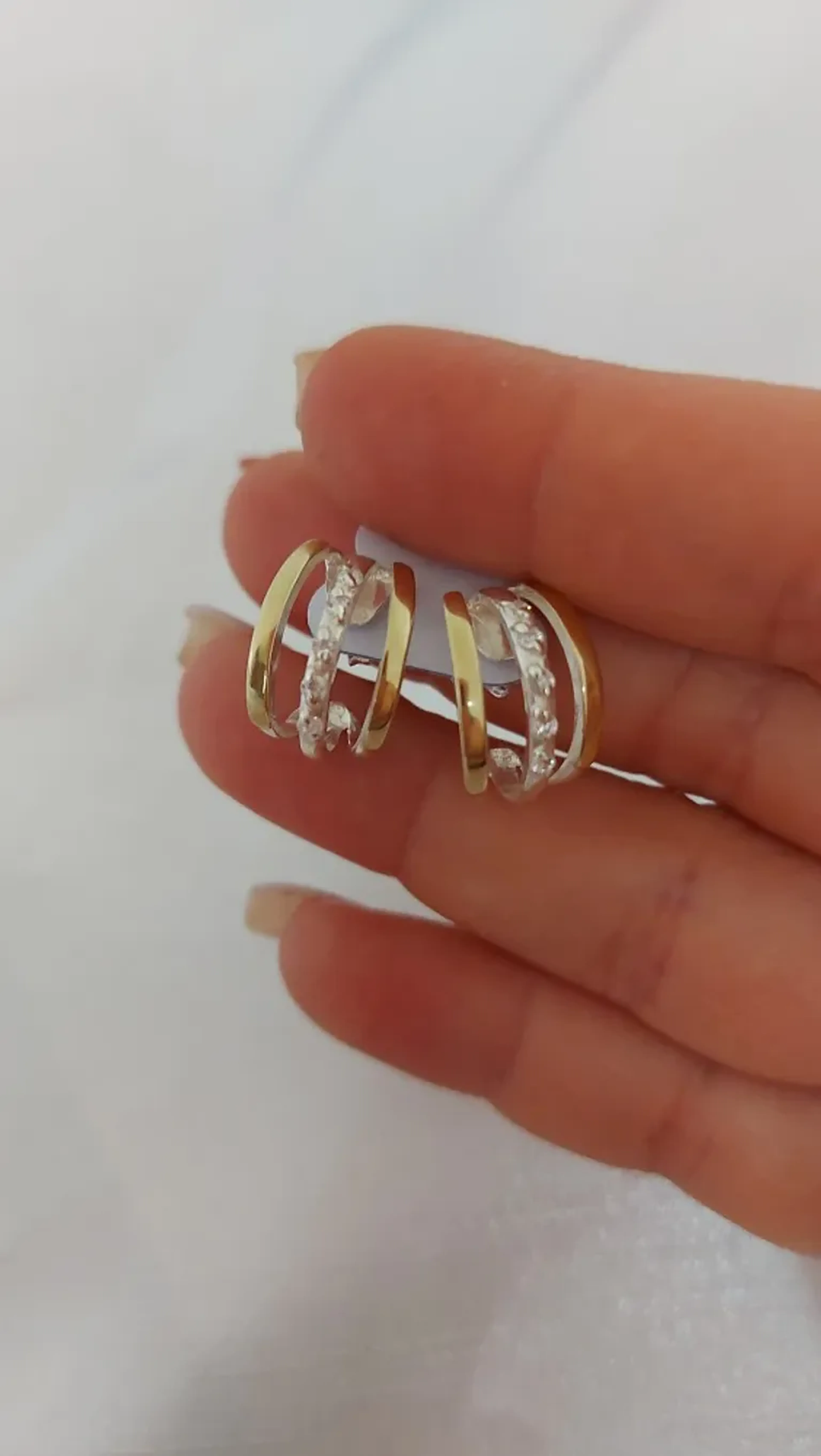 Argola Prata 925 com Filete de Ouro 14k imagem