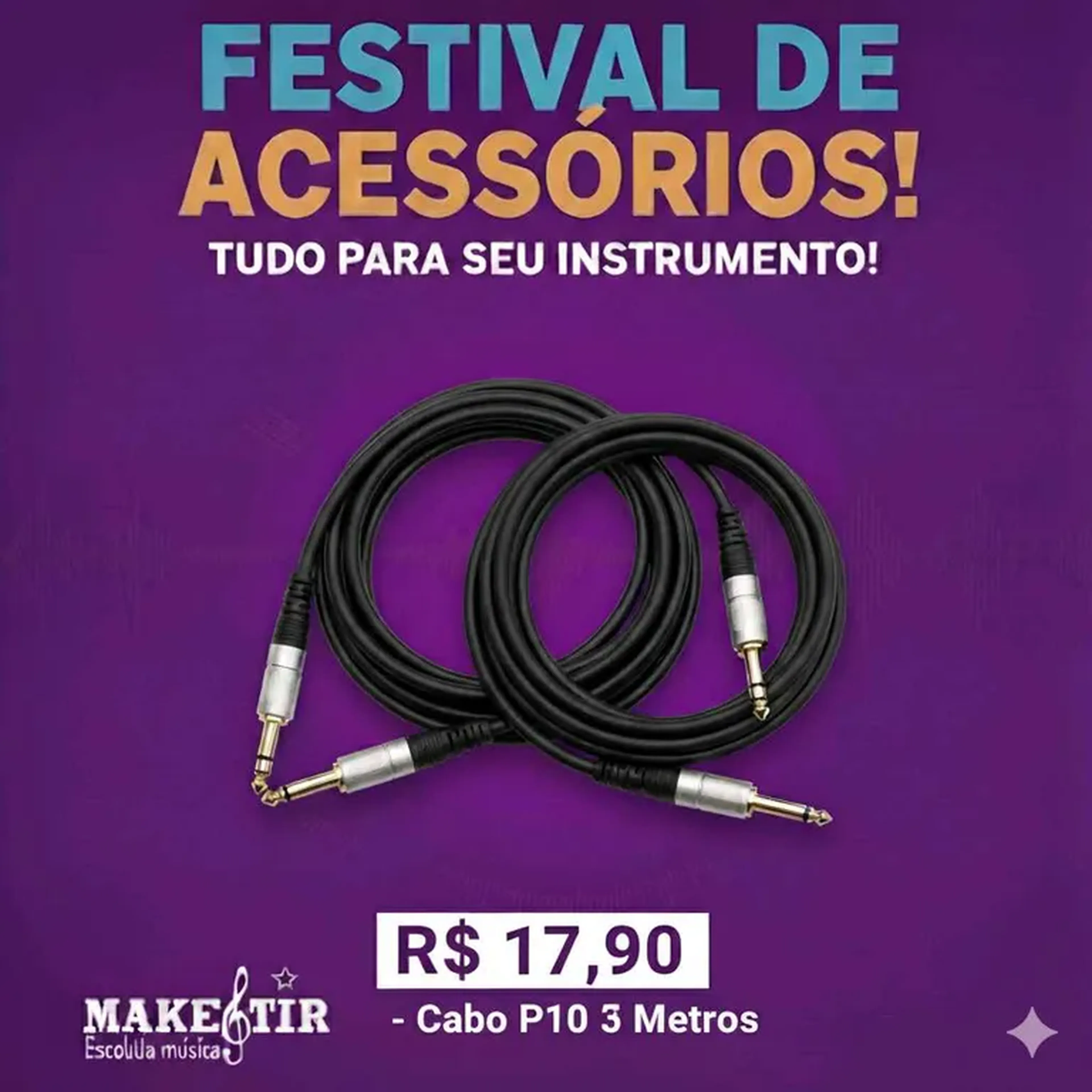 Cabo p10 3m imagem