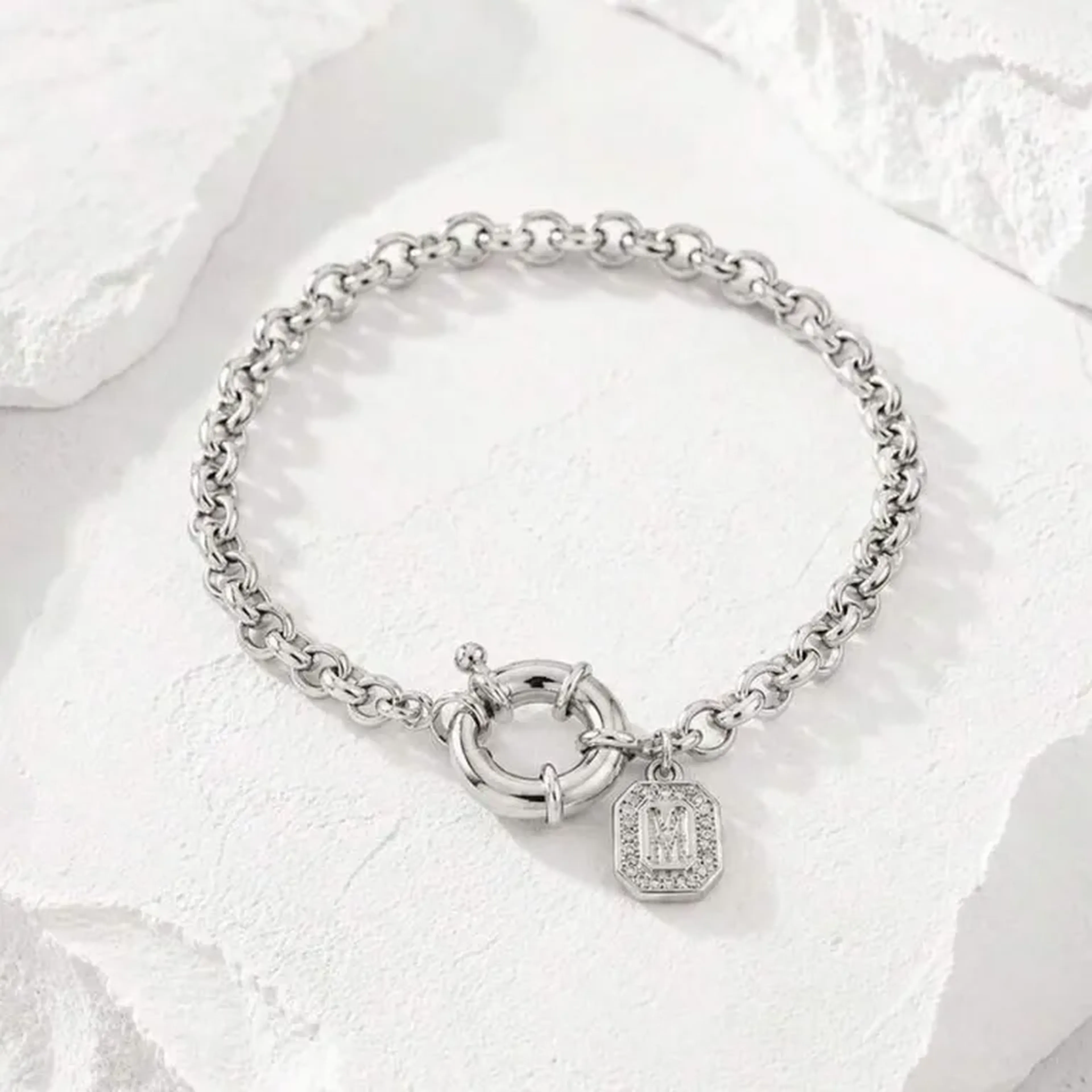 Pulseira elos fecho boia Inicial imagem
