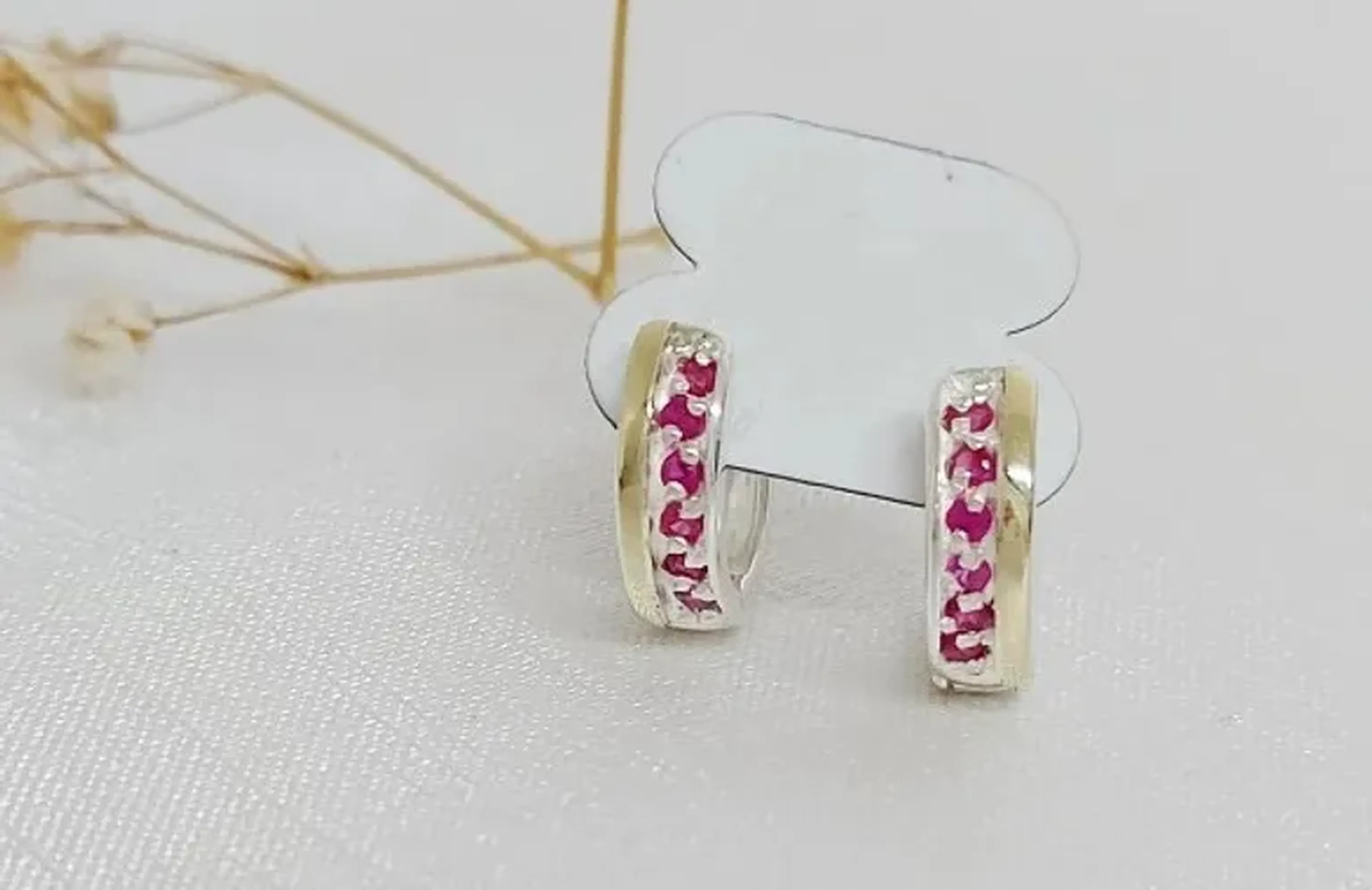 Argola Prata 925 com Filete de Ouro 14k e Zircônia imagem