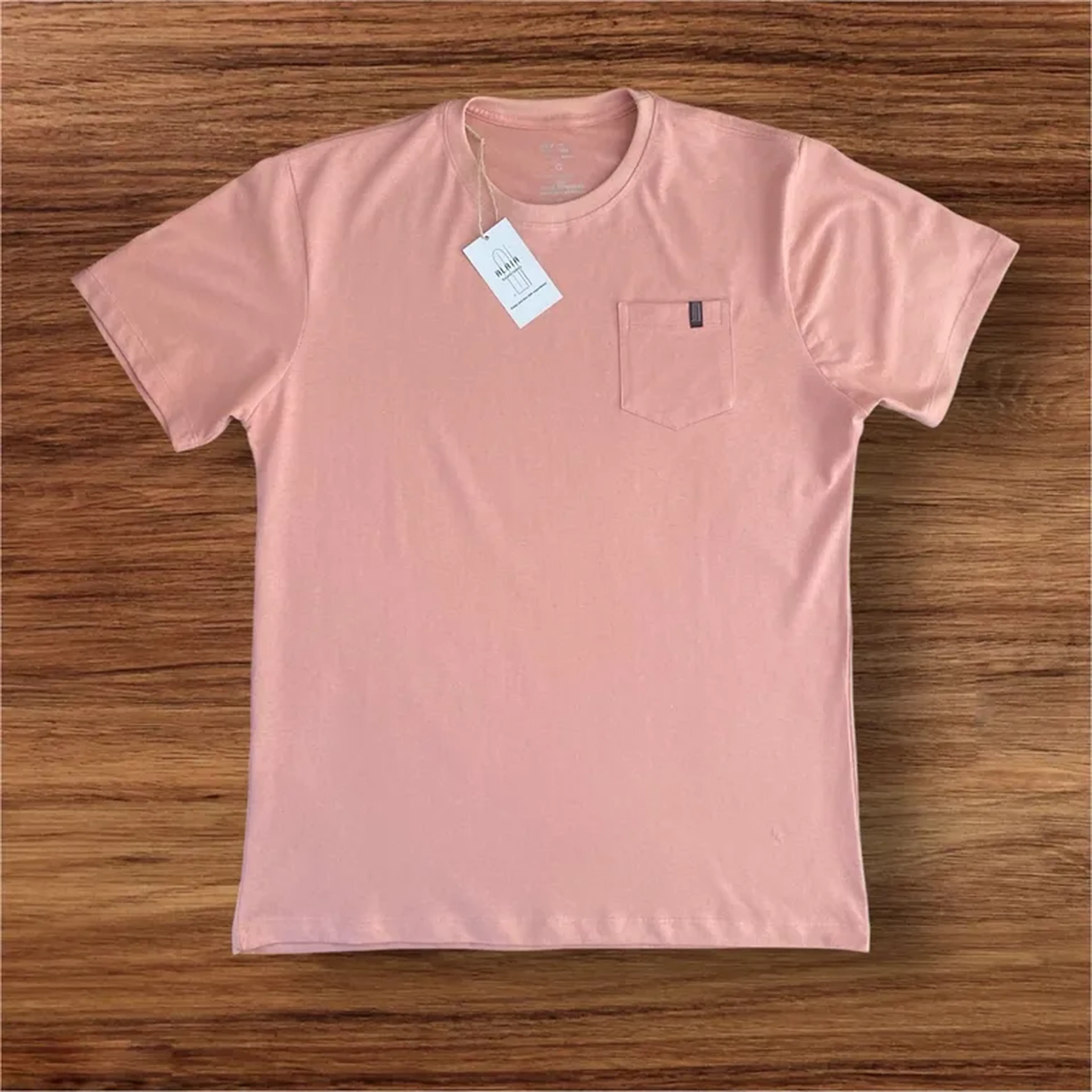 Camiseta manga curta c bolso ALAIA Board Riders SHAPES salmão imagem