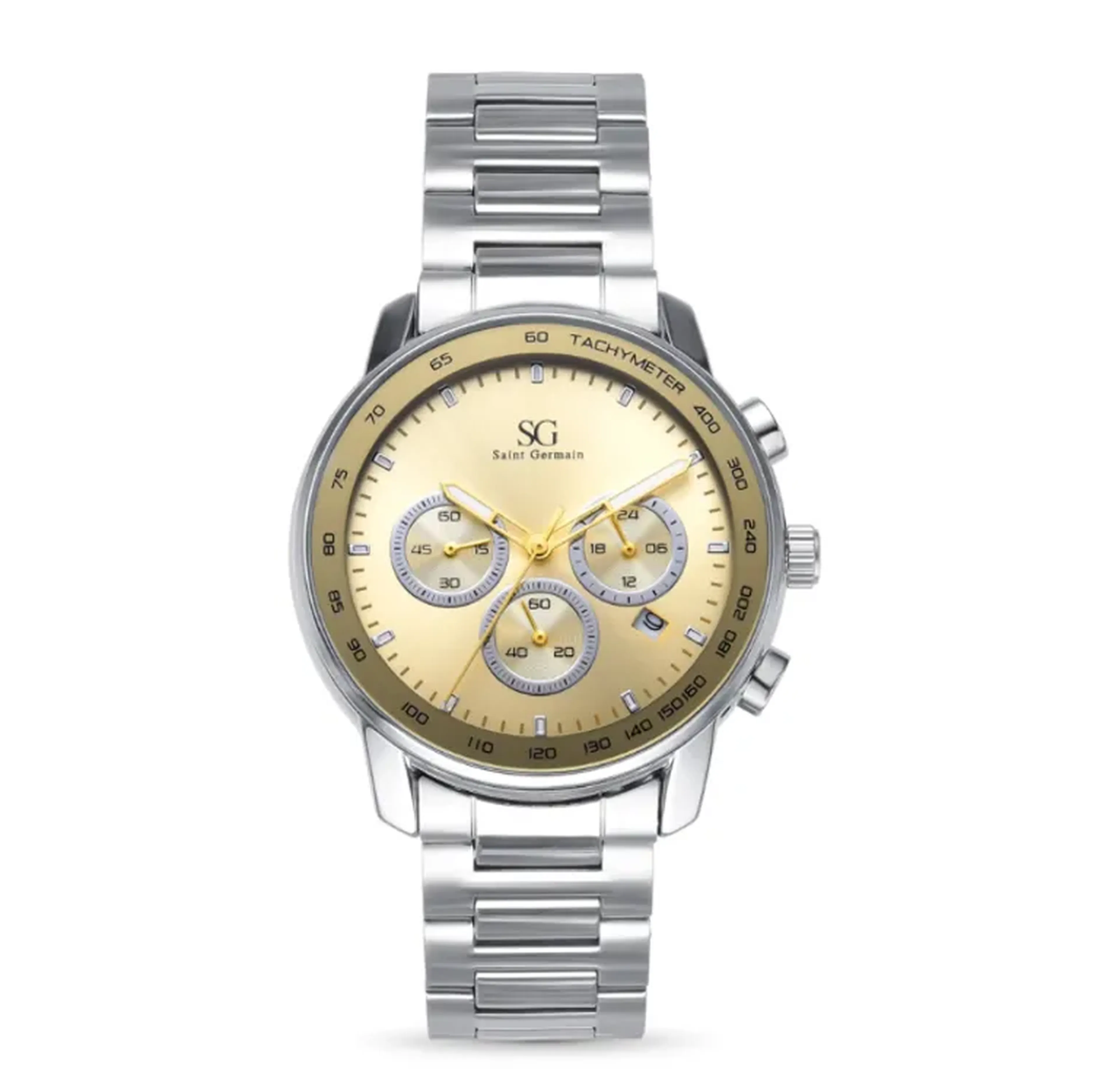 RELÓGIO MASCULINO REDONDO CHRONO TECH PULSEIRA PRATA COM FUNDO D imagem