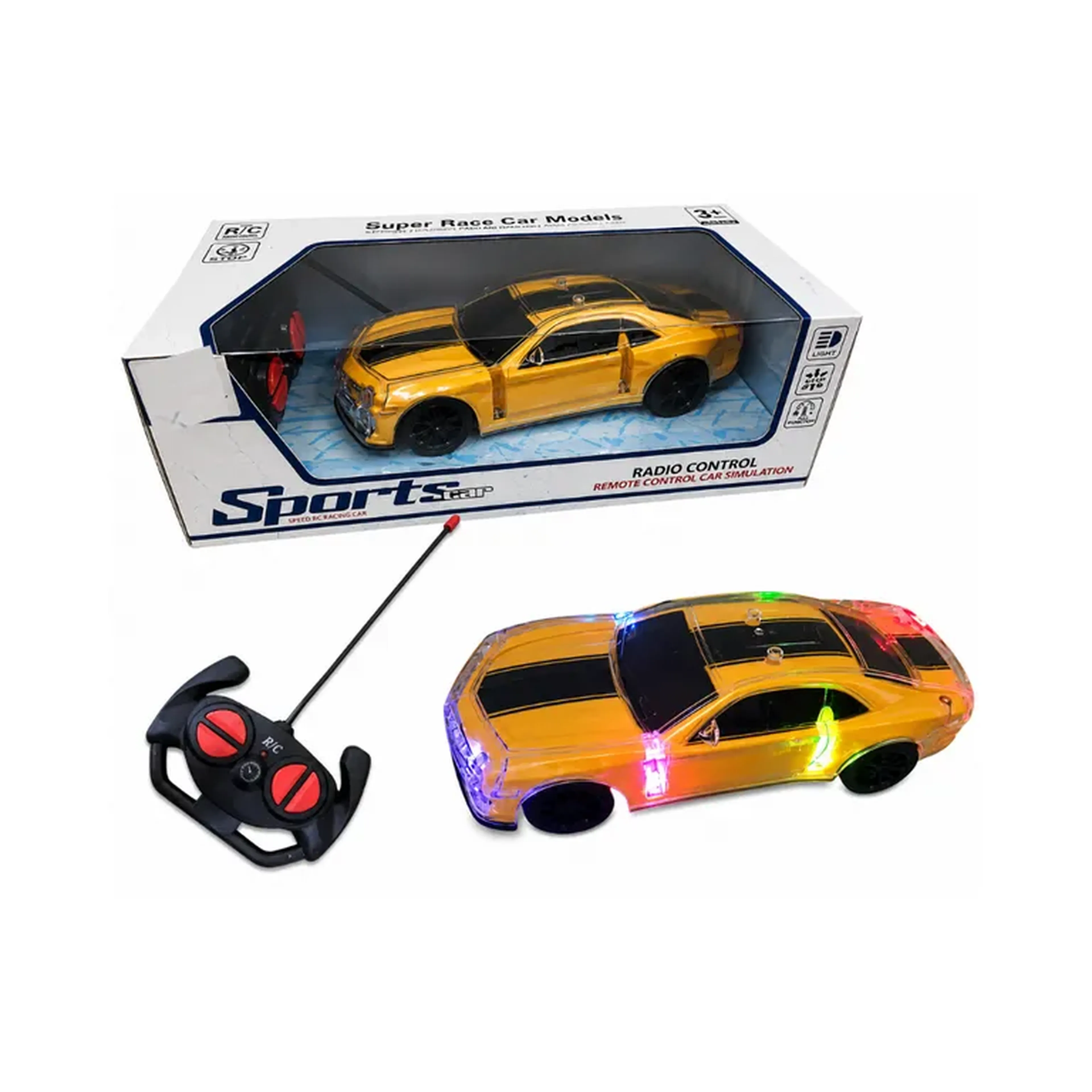 Carrinho Controle Remoto 1:24 com Luzes – Amarelo imagem