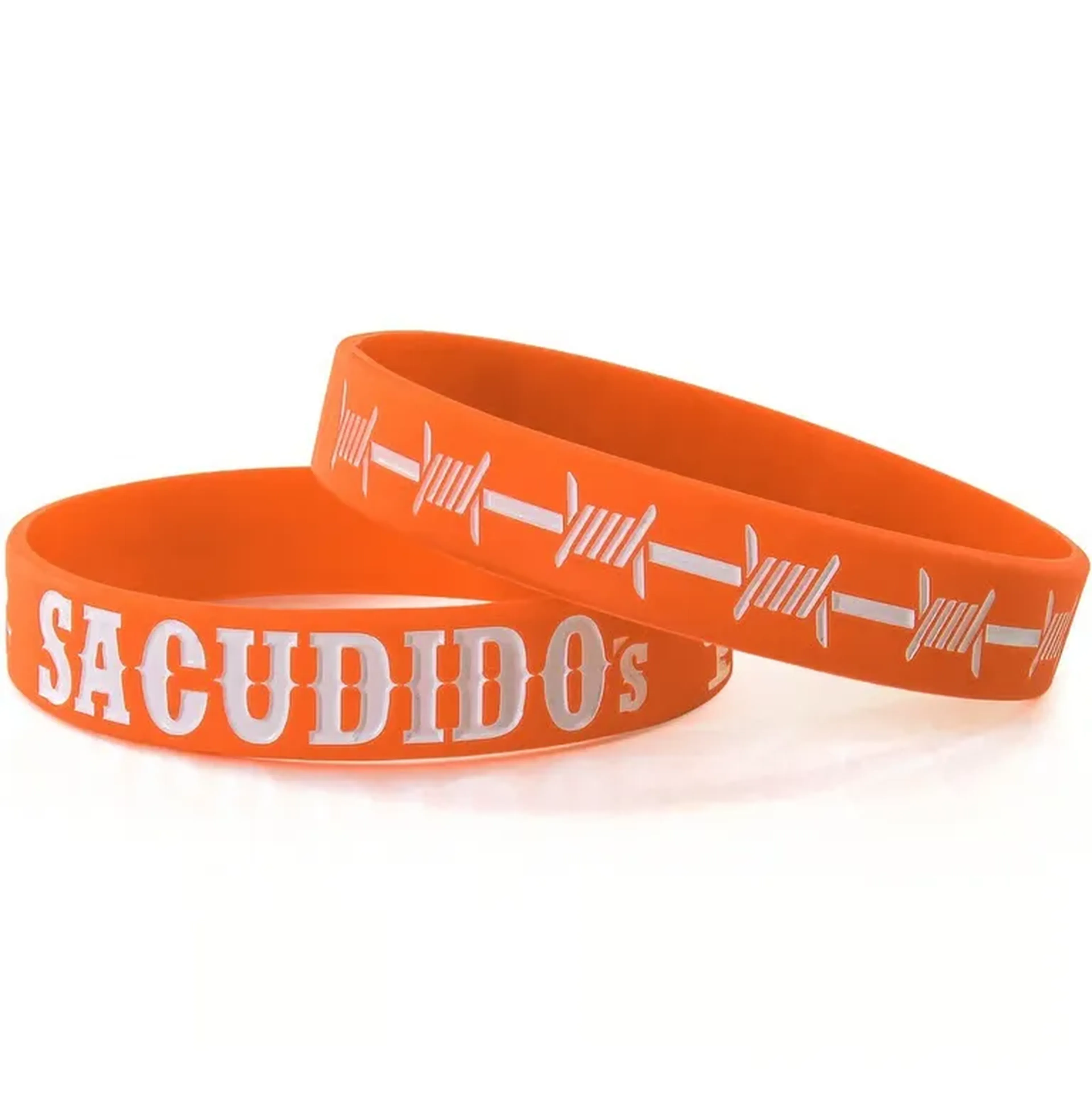 Pulseira Silicone Sacudido's - Laranja com Branco - TAM. ÚNICO imagem