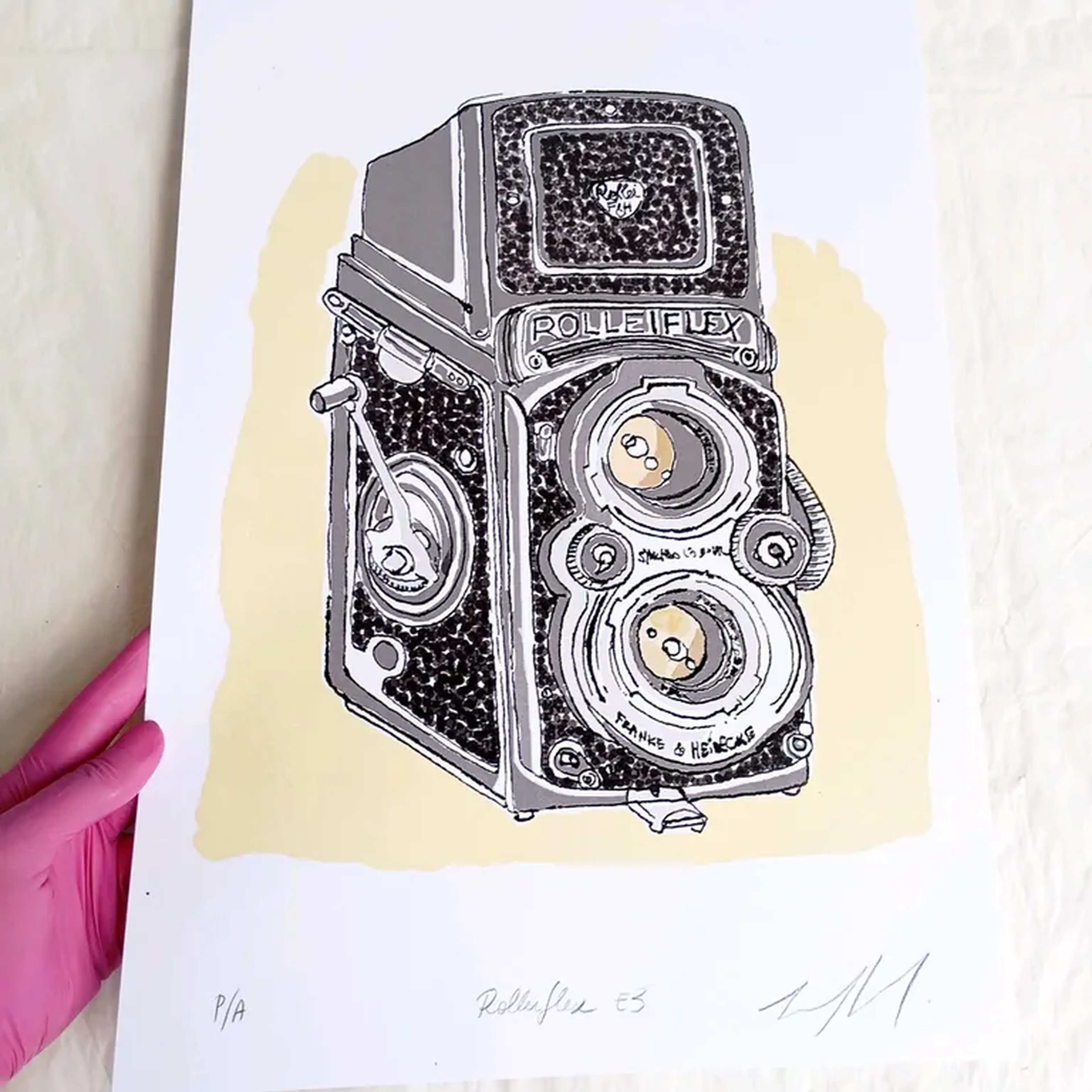 We Love Cameras - Rolleiflex E3 - 30x42 cm gravura assinada imagem