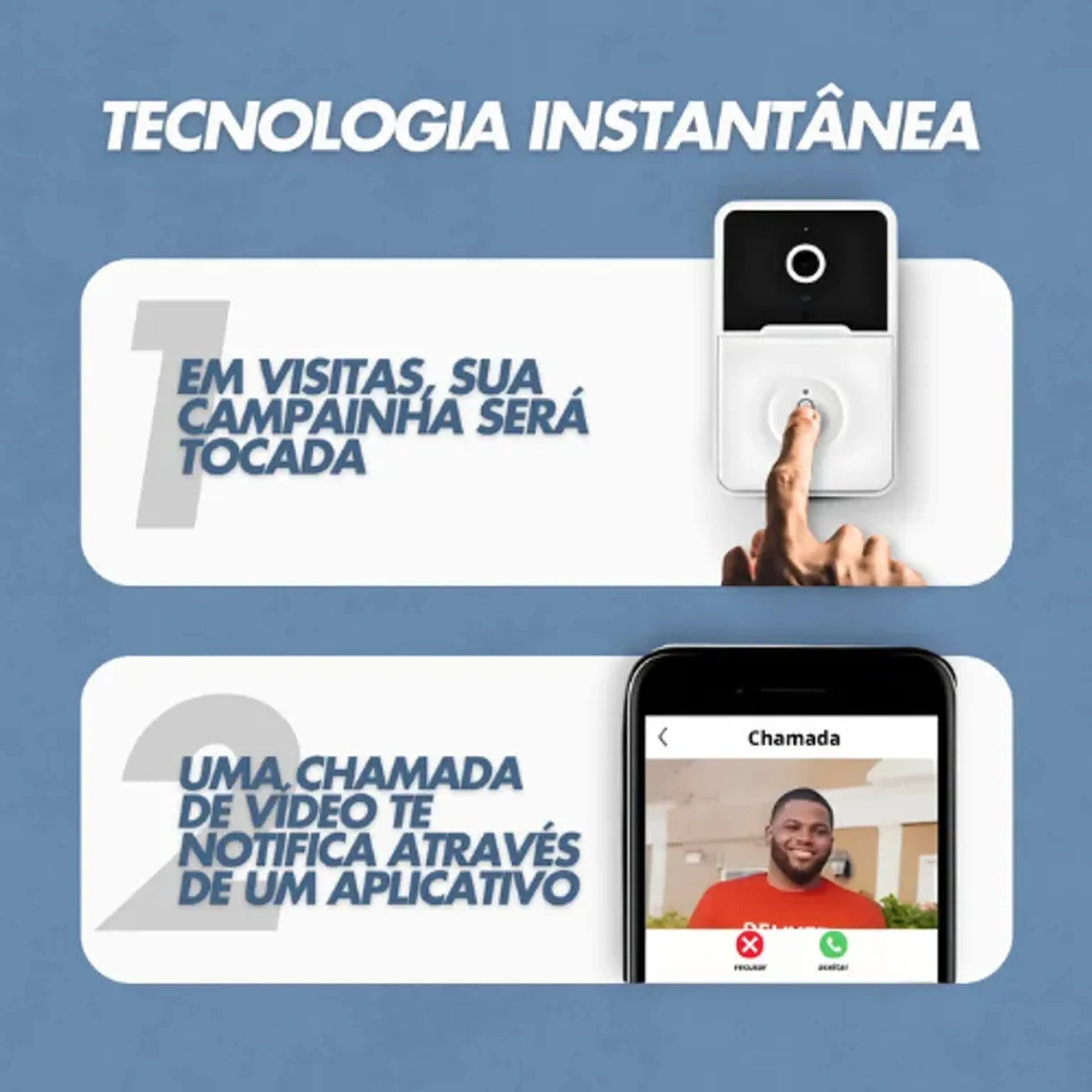 Campainha Com Câmera Wifi S Fio Inteligente Interfone C Áudio imagem